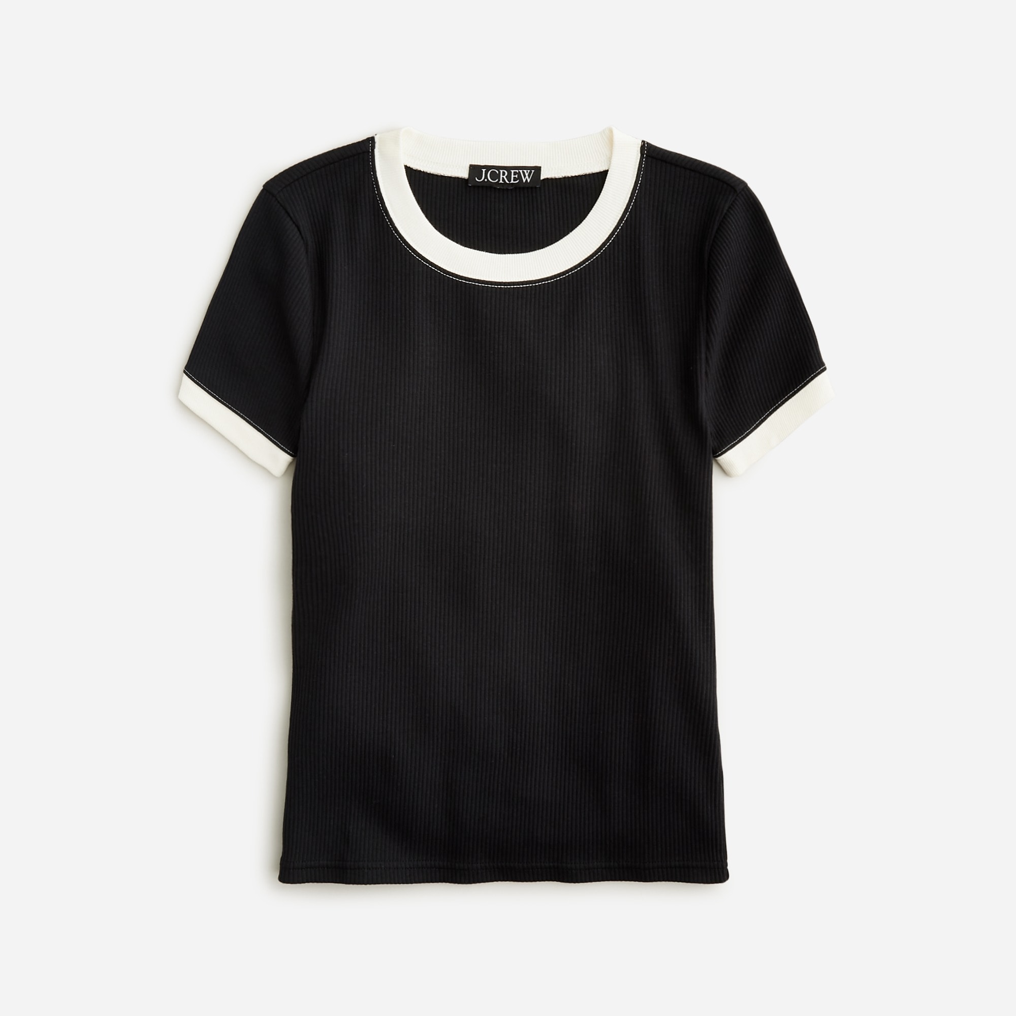 Vintage Rib Shrunken T-shirt With Contrast Trim For Women | J.Crew