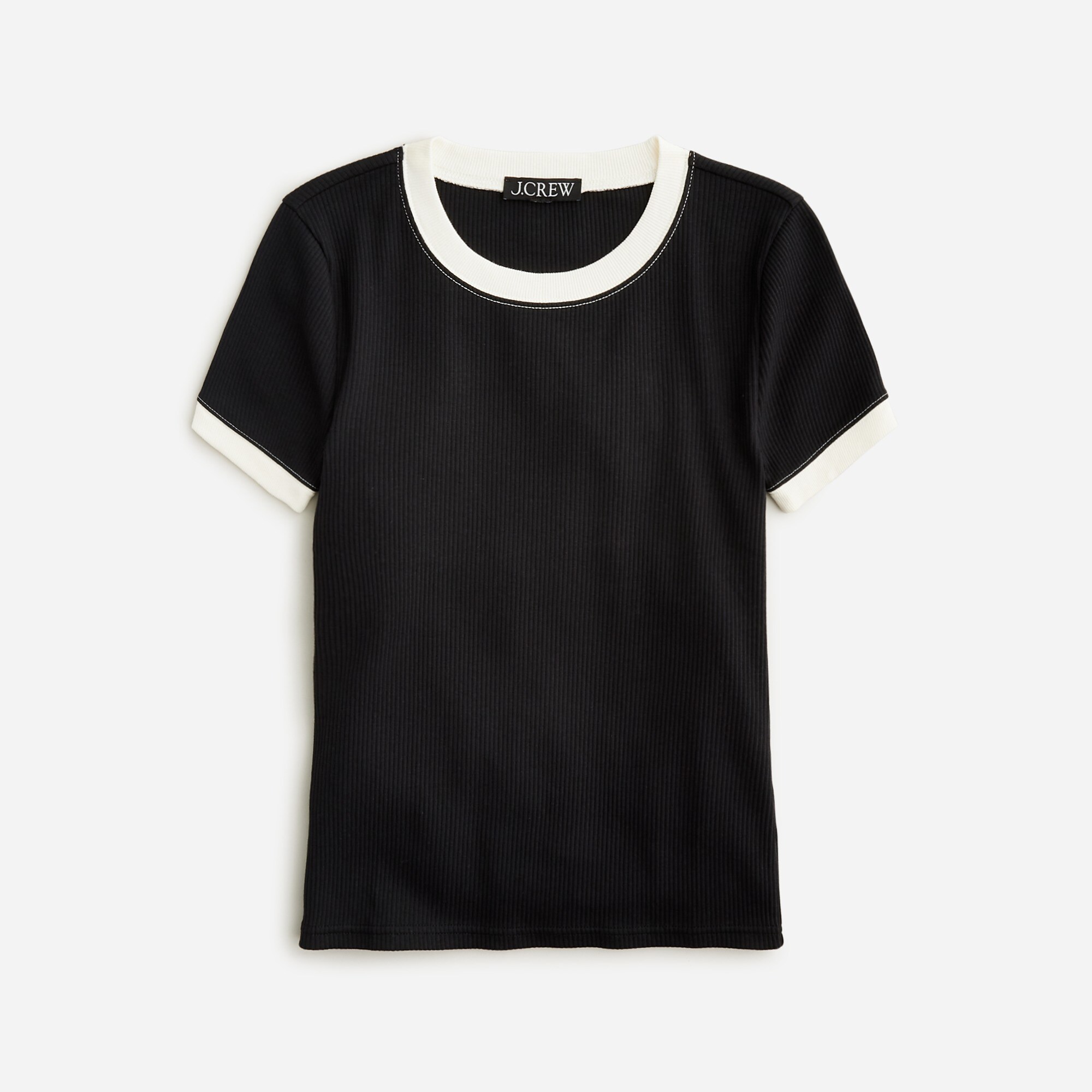 Vintage Rib Shrunken T-shirt With Contrast Trim For Women | J.Crew