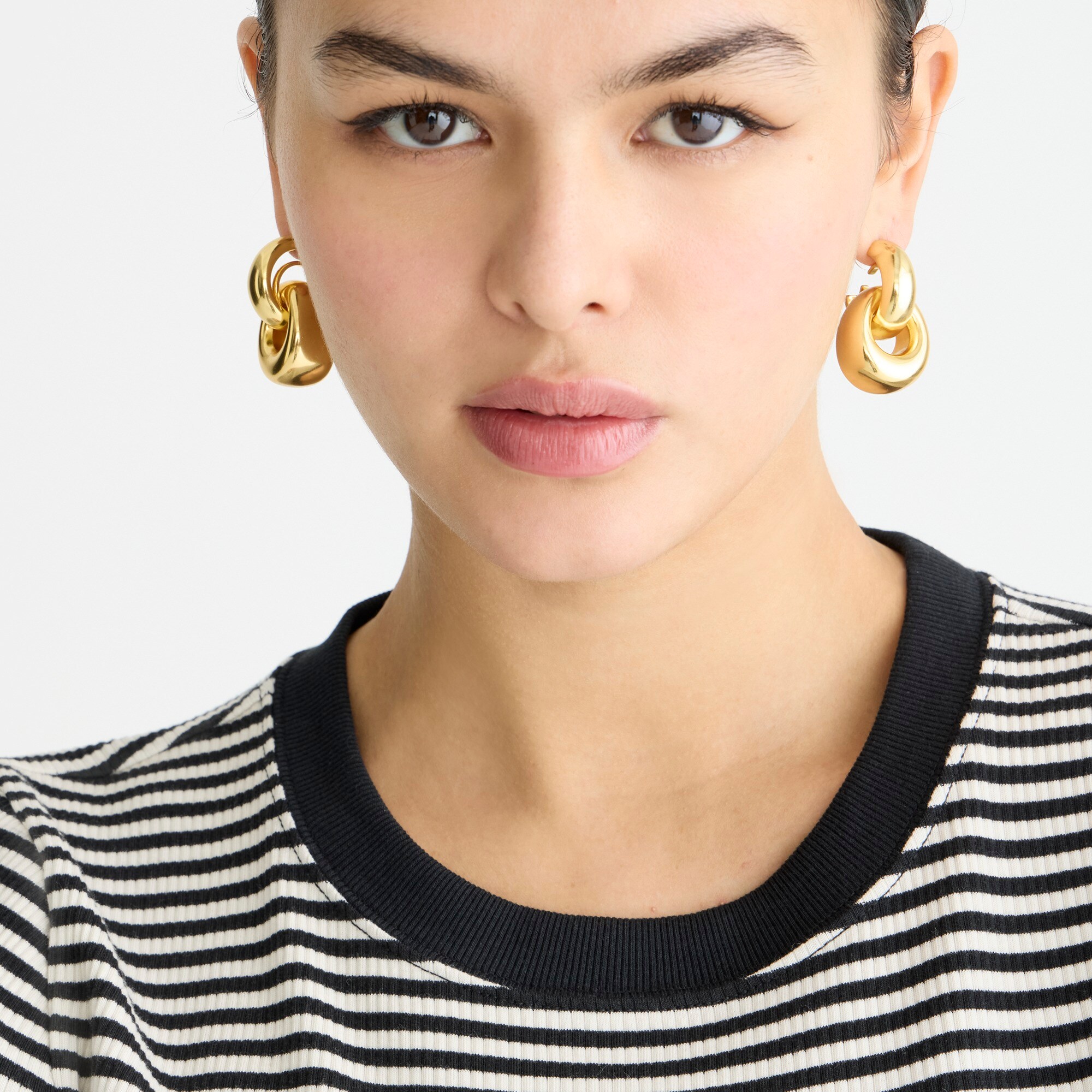 Vintage rib shrunken T-shirt with contrast trim in stripe