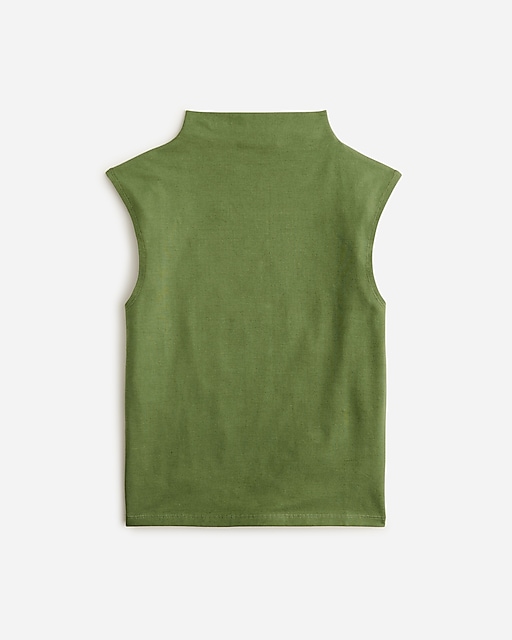  Fitted mockneck tank top in stretch cotton blend