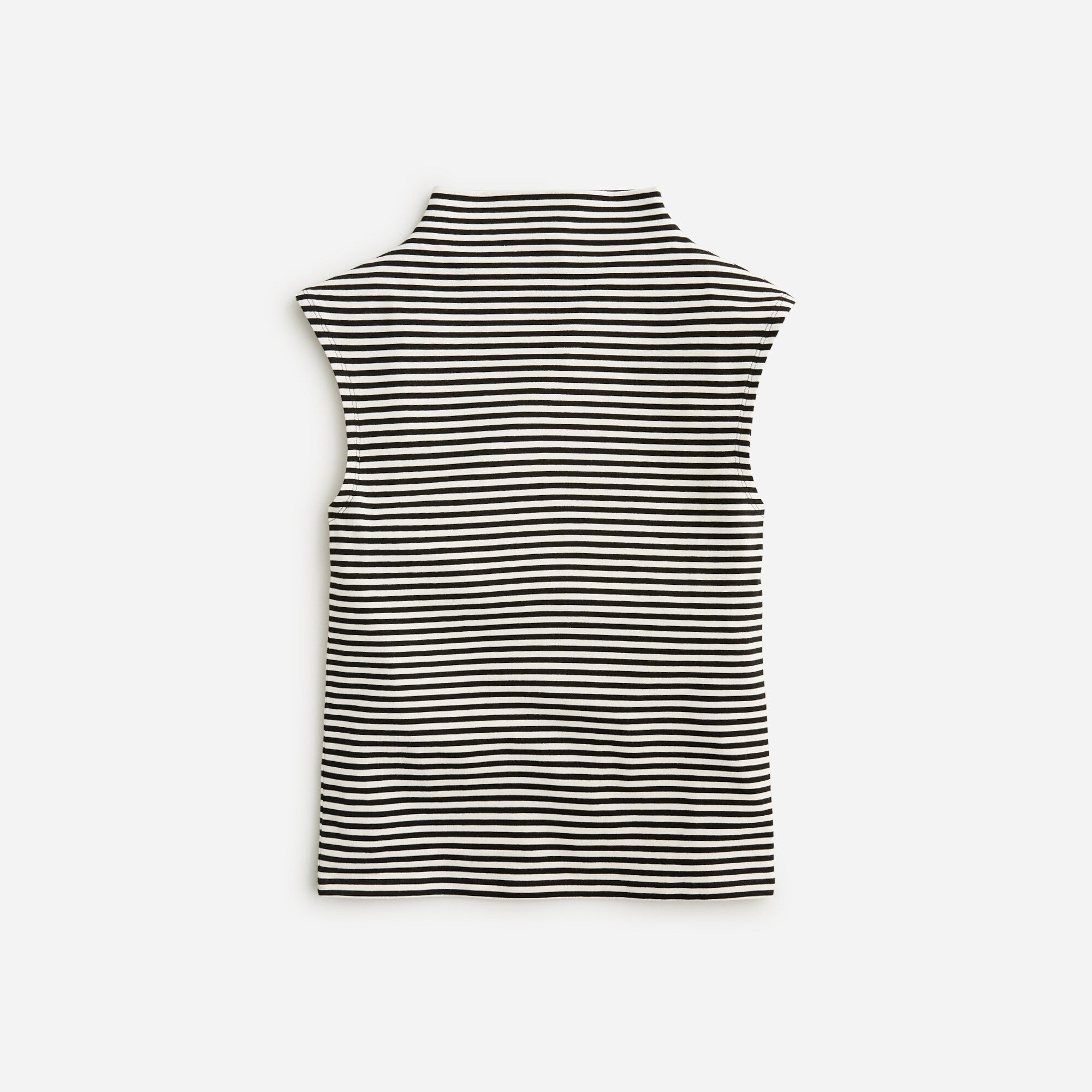 Fitted mockneck tank top in stripe stretch cotton blend