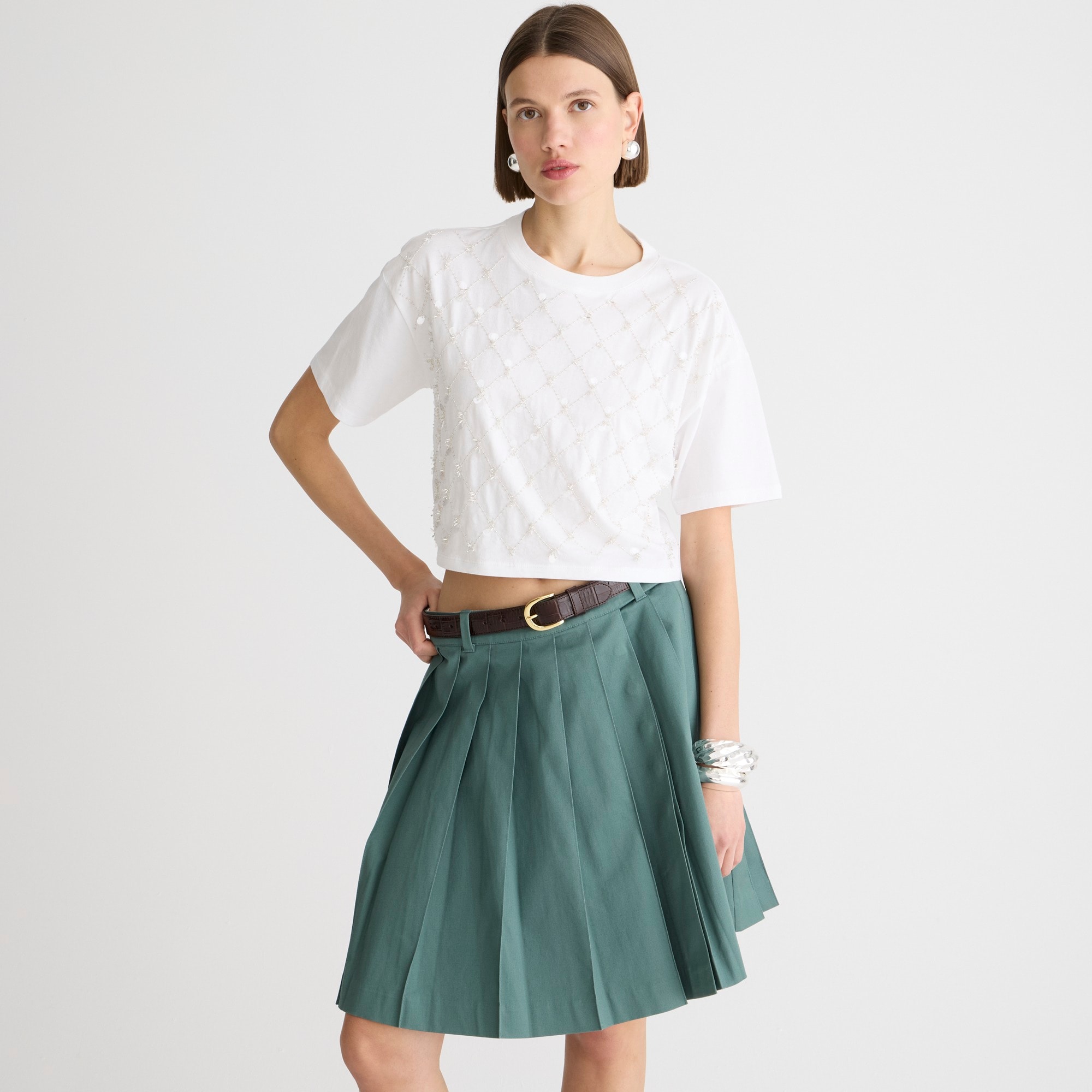 j.crew: broken-in jersey cropped t-shirt with patterned sequins for women