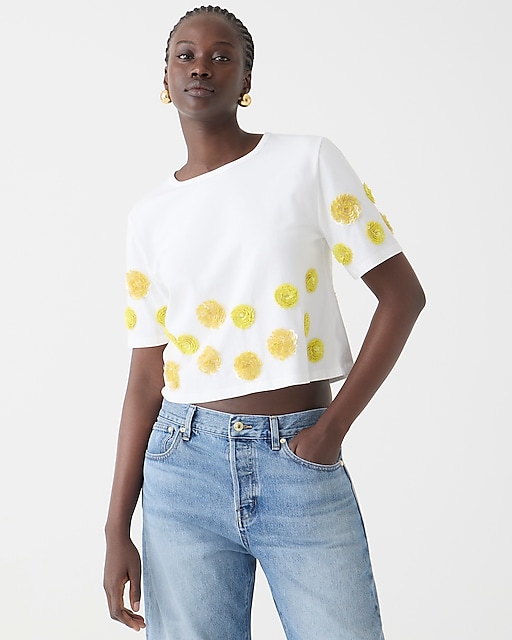womens Limited-edition flower appliqu&eacute; T-shirt