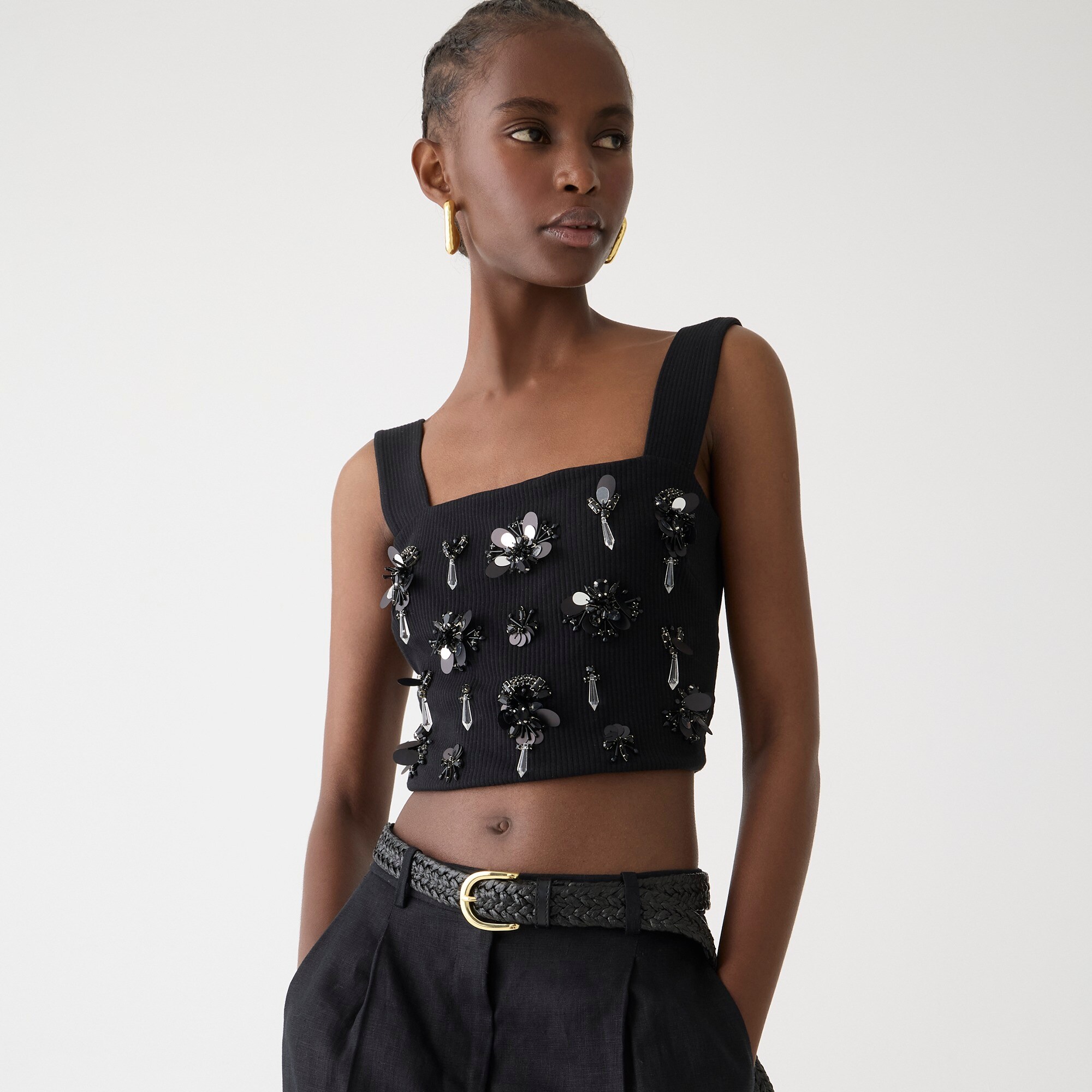 •RIBBED DEEP-V• vintage washed cropped tank top (USA)