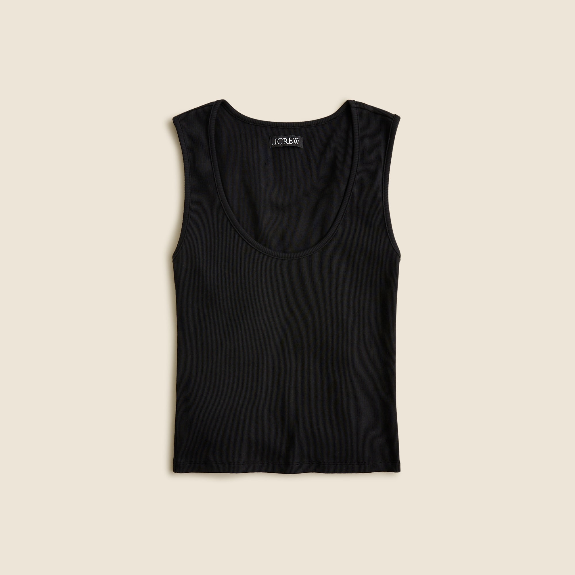  Cropped fine rib scoopneck tank top