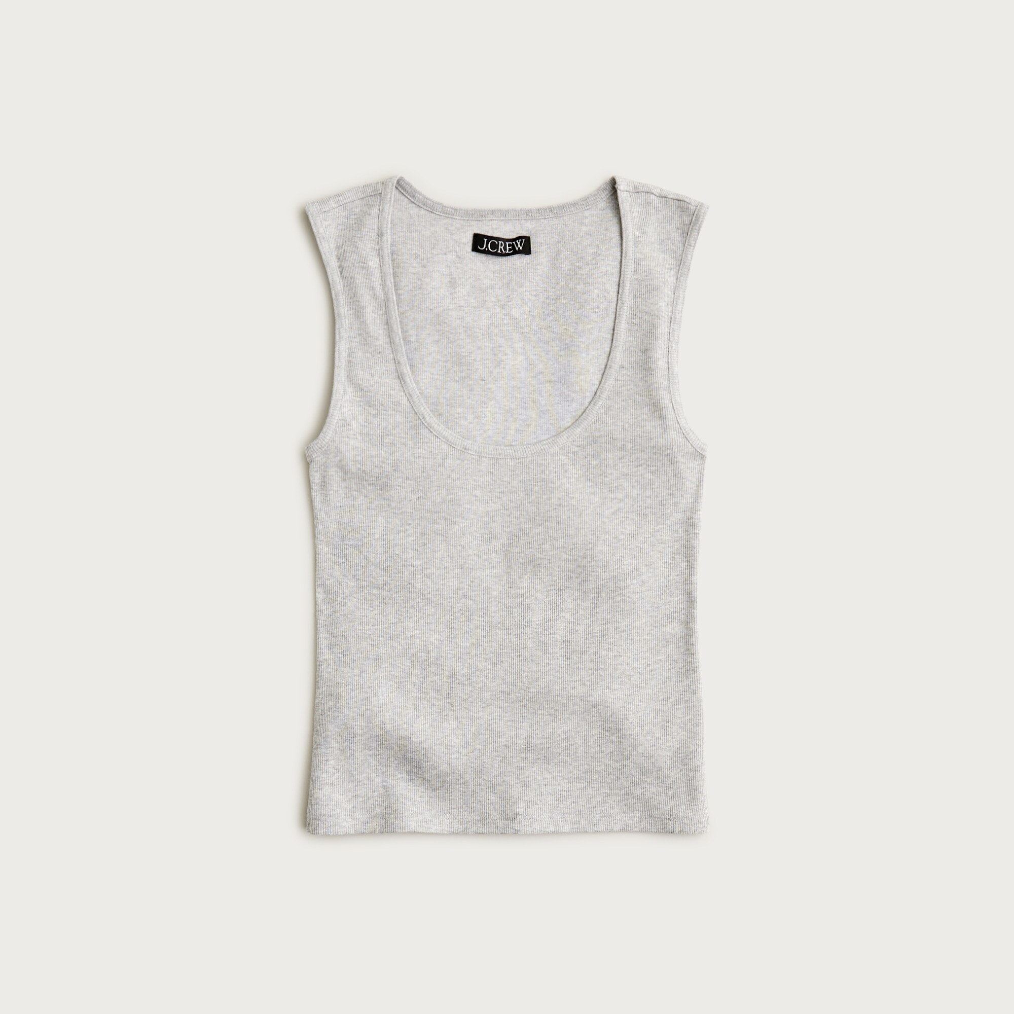  Cropped fine rib scoopneck tank top