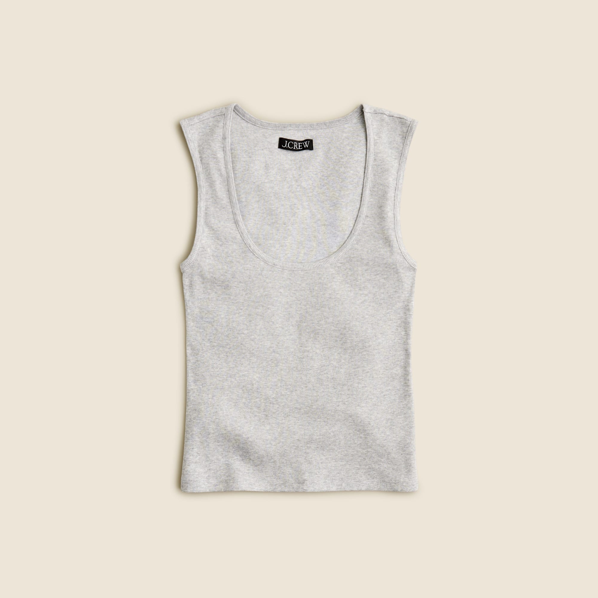  Cropped fine rib scoopneck tank top