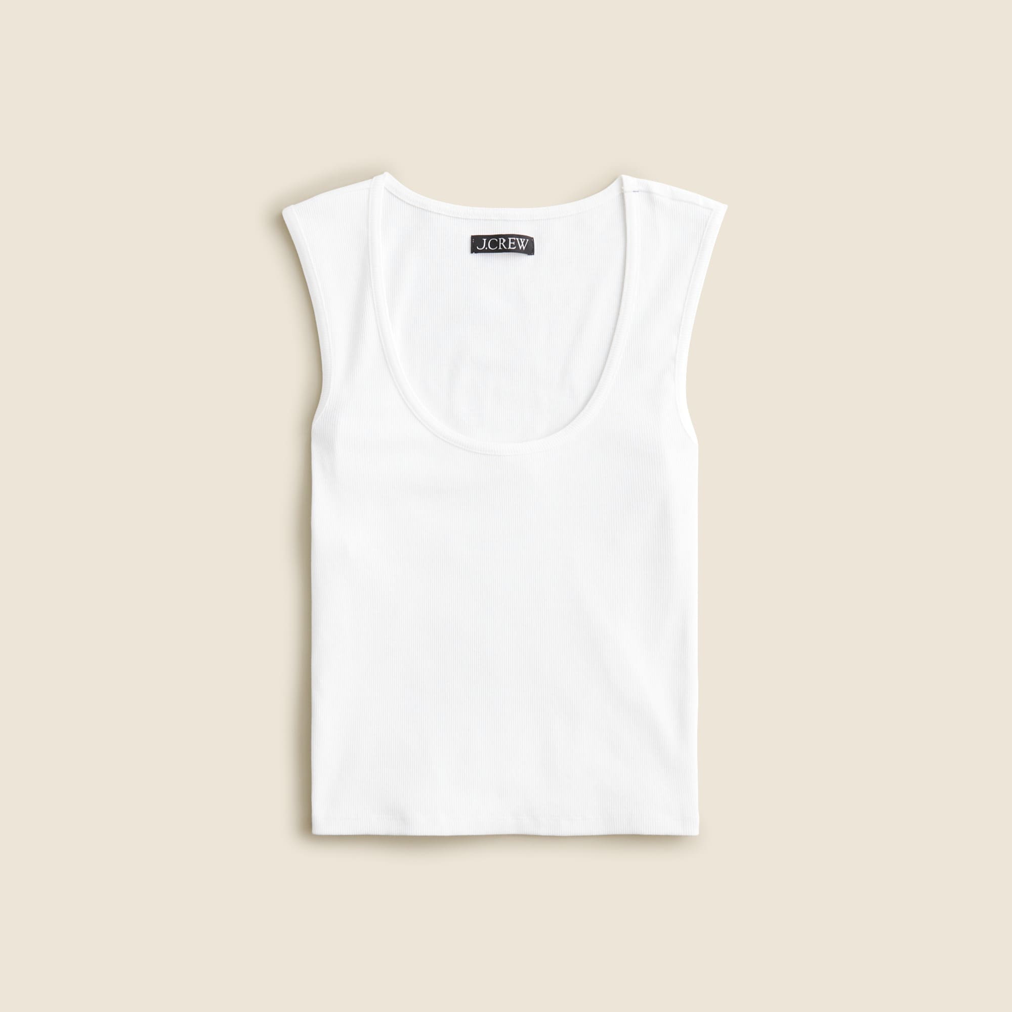  Cropped fine rib scoopneck tank top