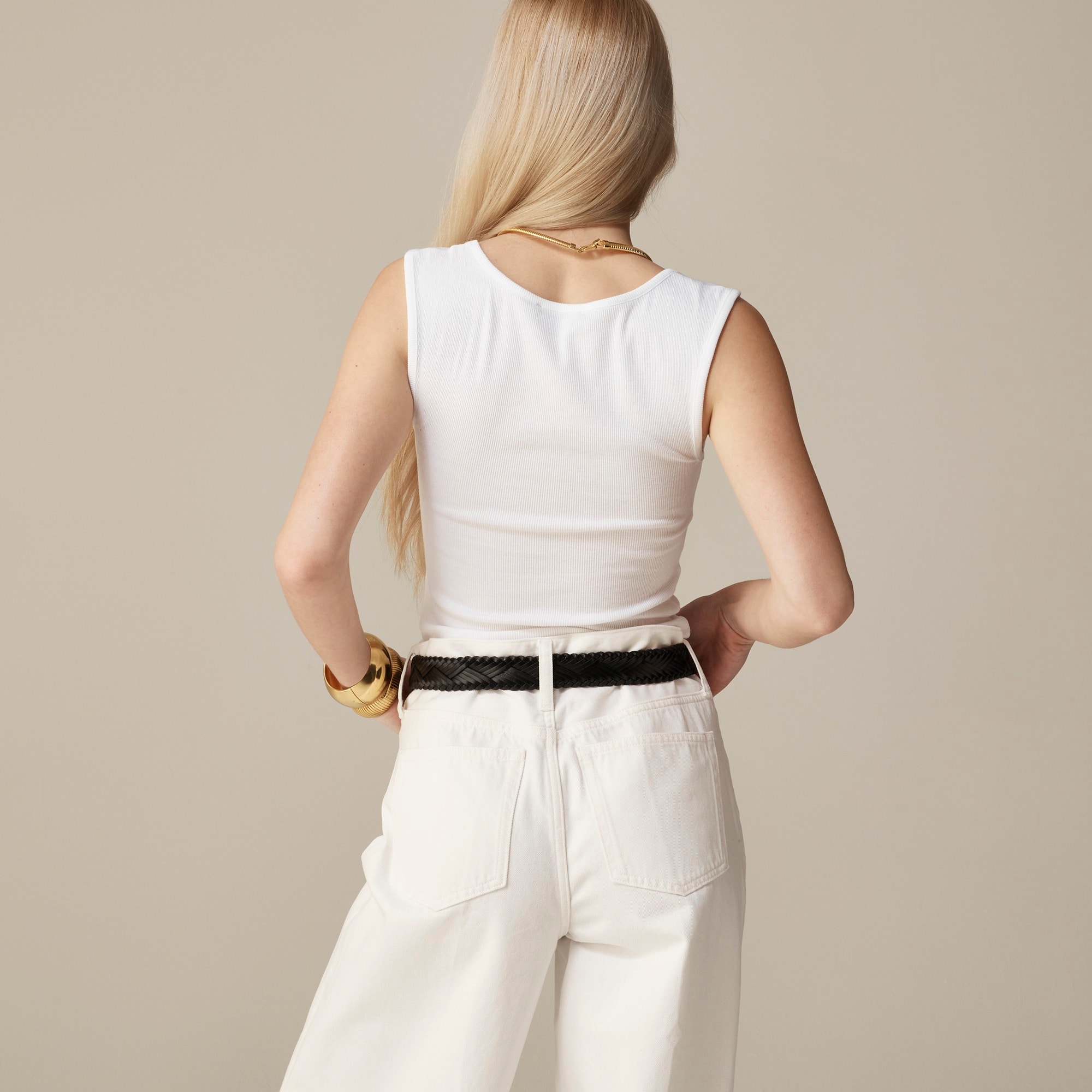 J.Crew: Cropped Fine Rib Scoopneck Tank Top For Women
