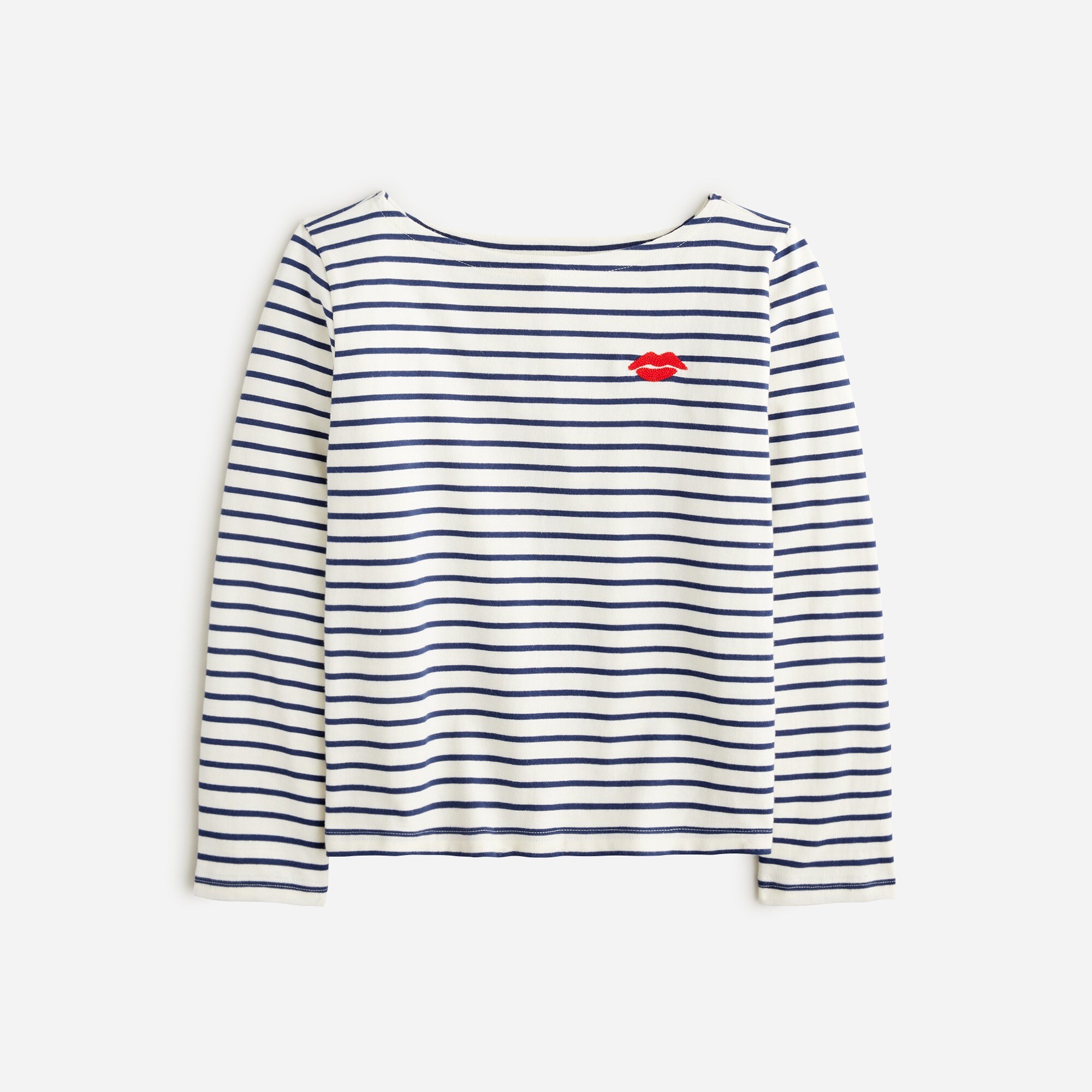 Classic Mariner Cloth Boatneck T-shirt With Embroidery For Women