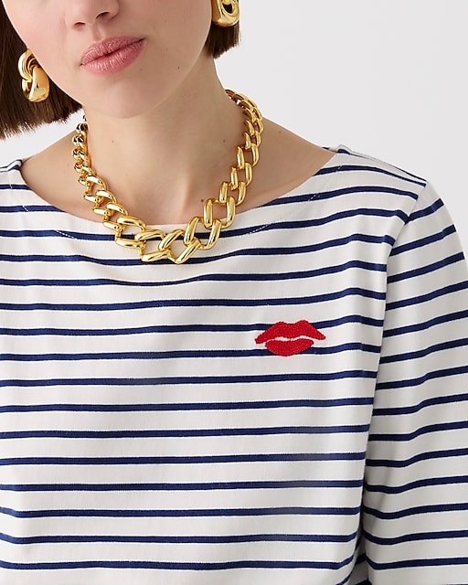  Classic mariner cloth boatneck T-shirt with embroidery