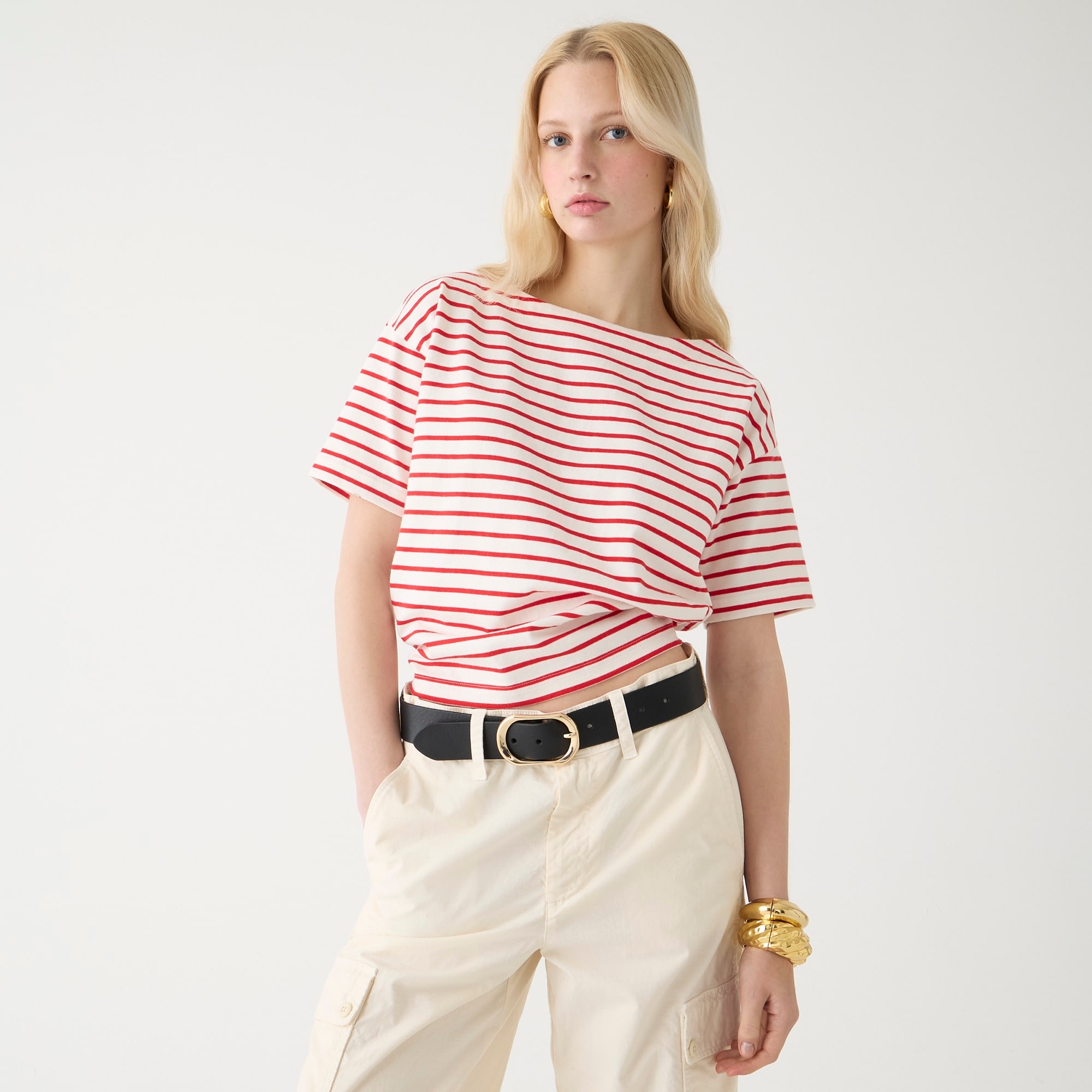 womens Mariner cloth boatneck short-sleeve T-shirt in stripe