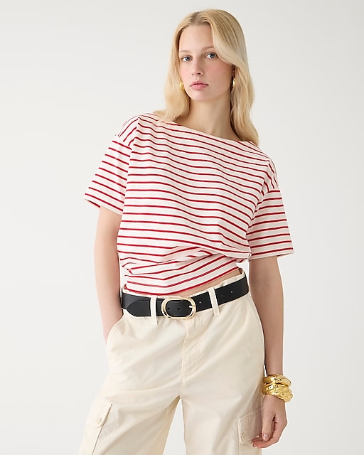 womens Mariner cloth boatneck short-sleeve T-shirt in stripe