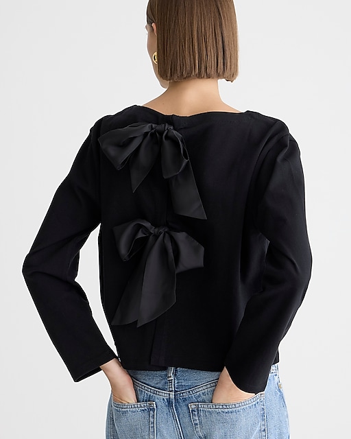  Boatneck T-shirt with bows in mariner cotton