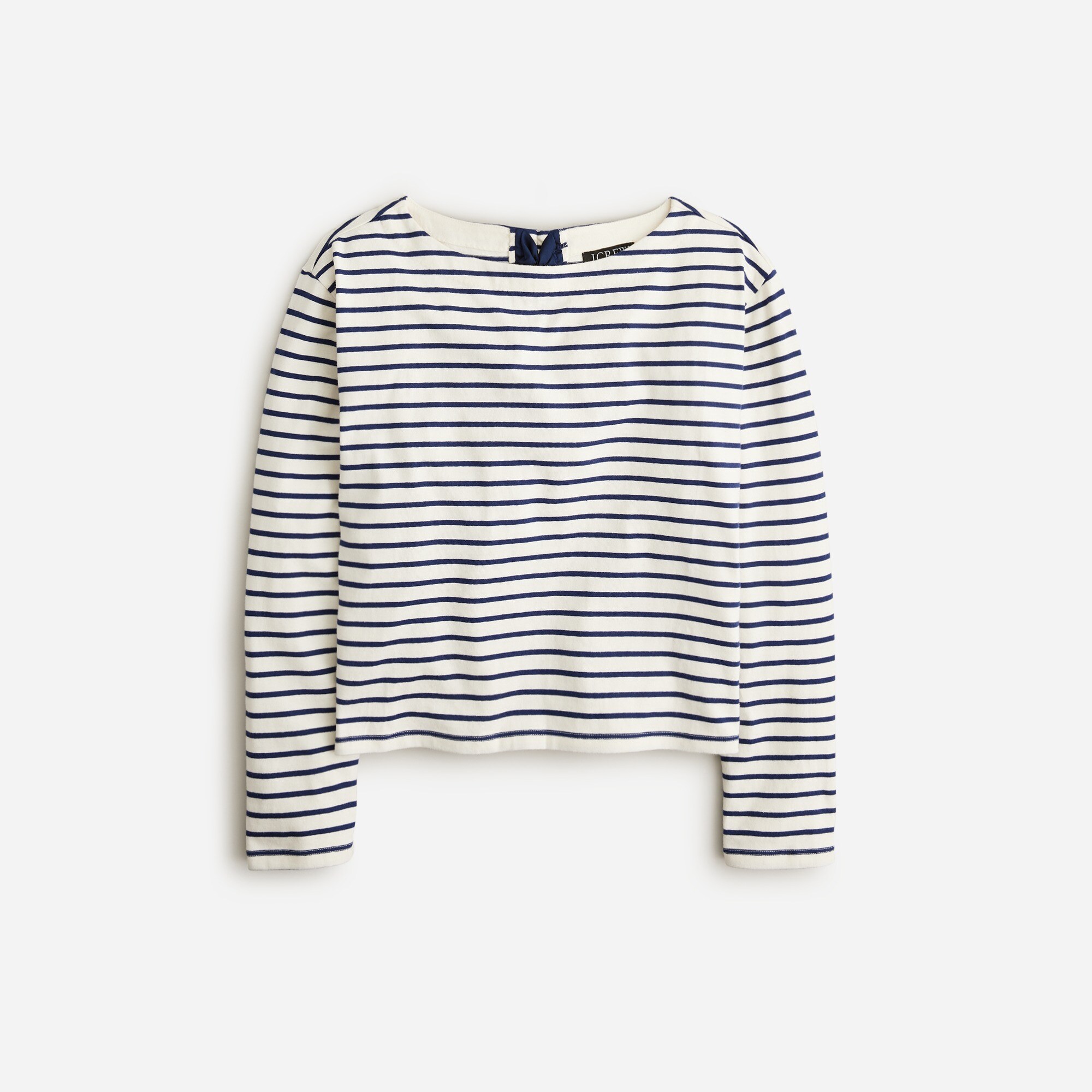 Boatneck T-shirt with bows in stripe mariner cotton