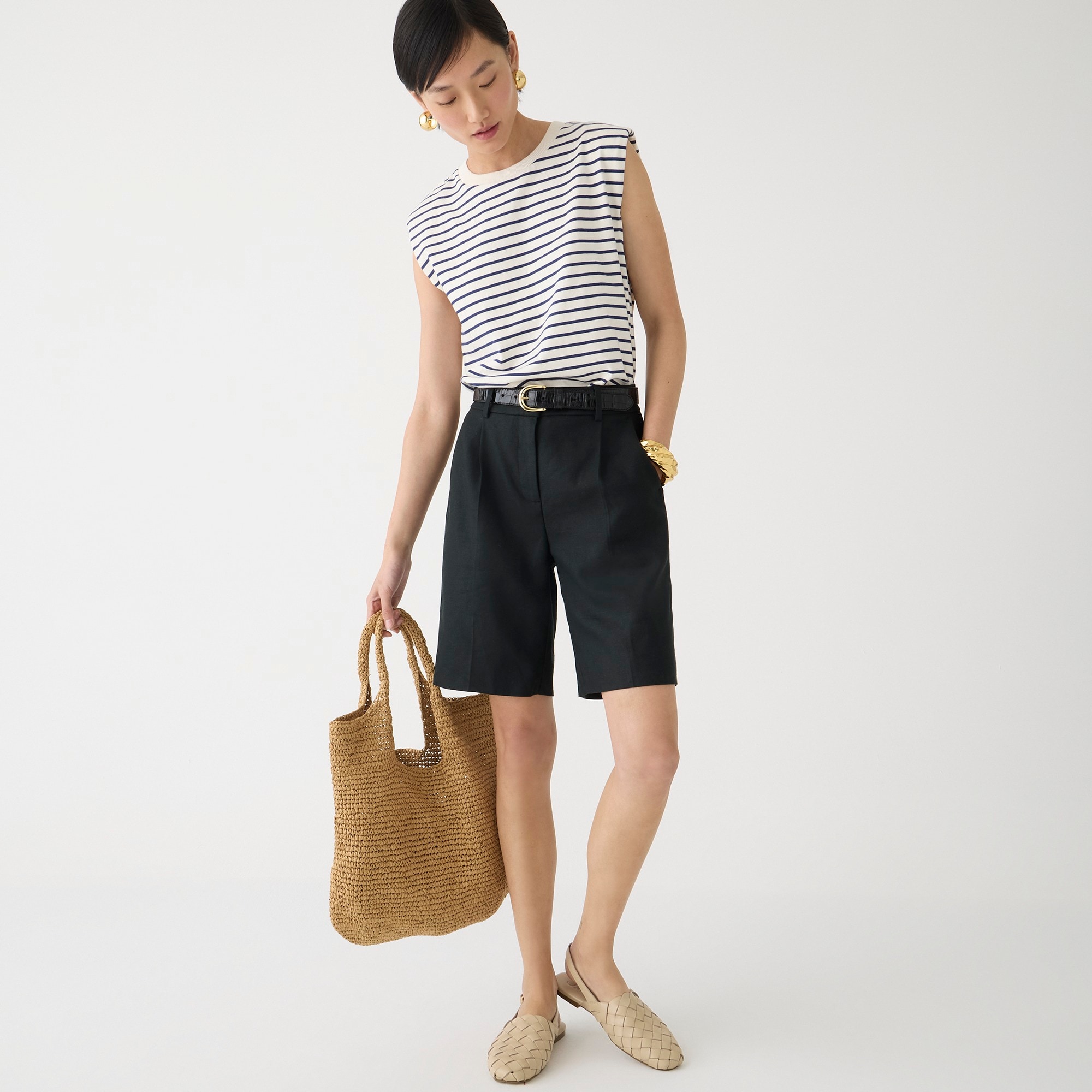  Structured muscle T-shirt in stripe mariner cotton