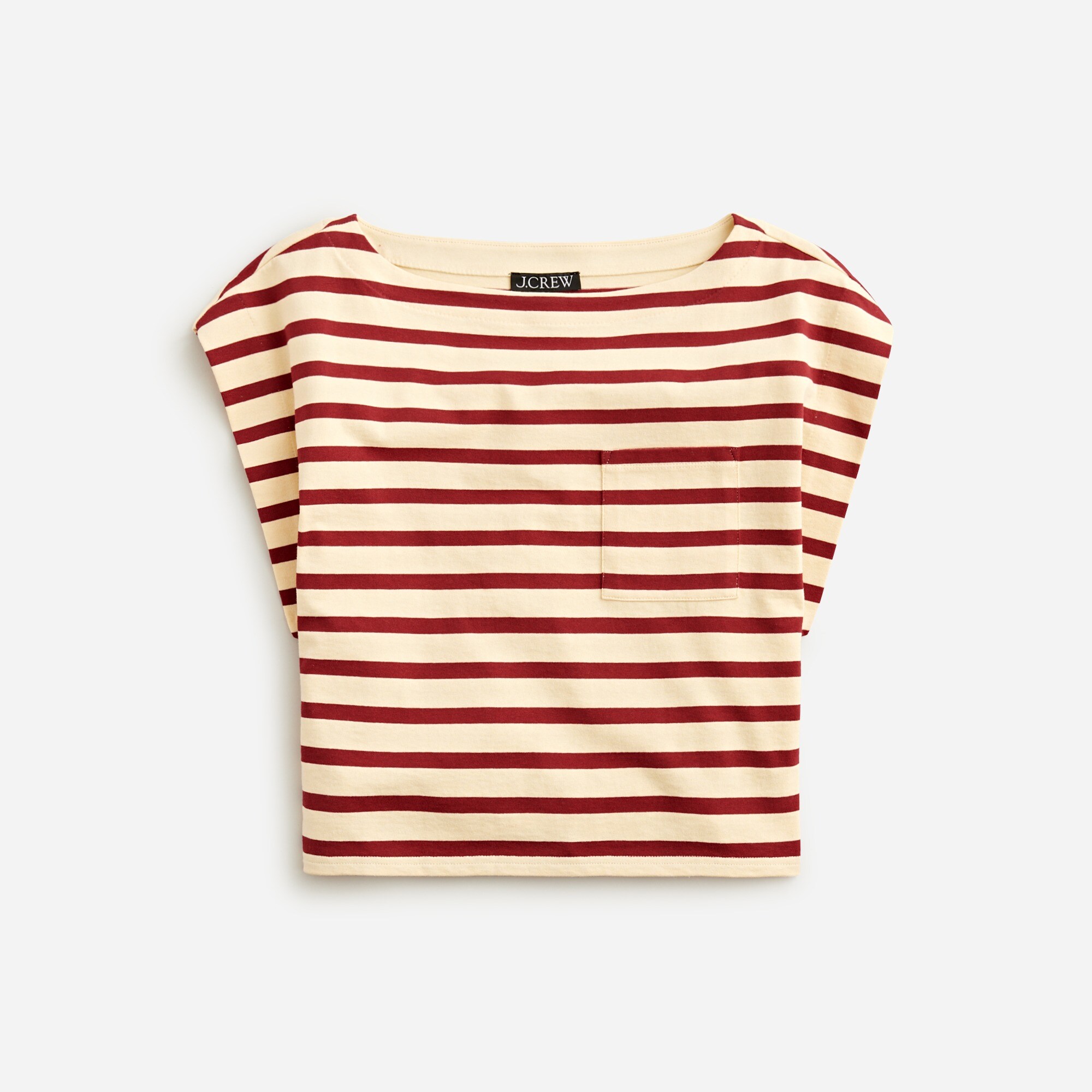 Boatneck muscle T-shirt in stripe mariner cotton