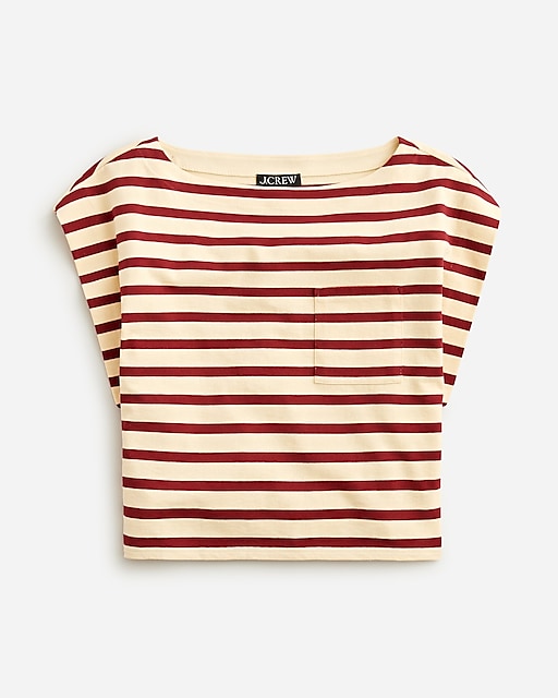 womens Boatneck muscle T-shirt in stripe mariner cotton