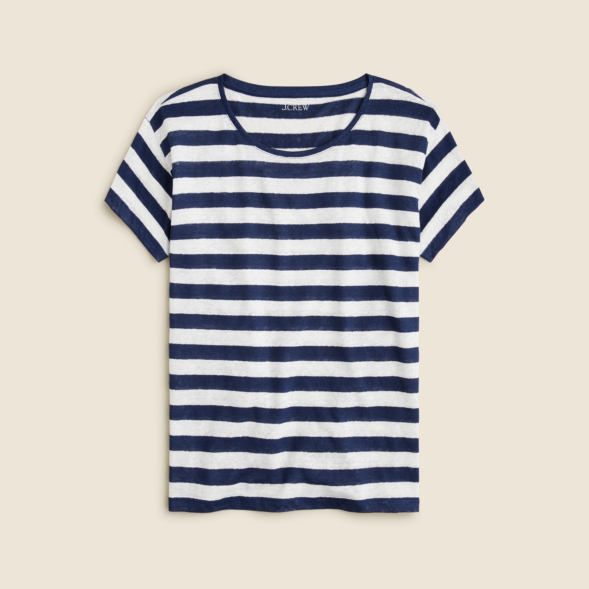 J.Crew Relaxed Linen Tshirt In Stripe For Women