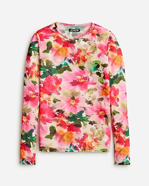  Sheer floral-print top