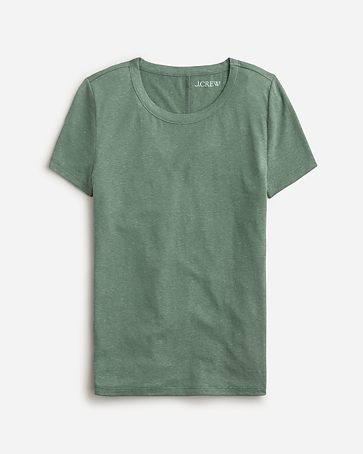 womens Stretch linen-blend crewneck T-shirt