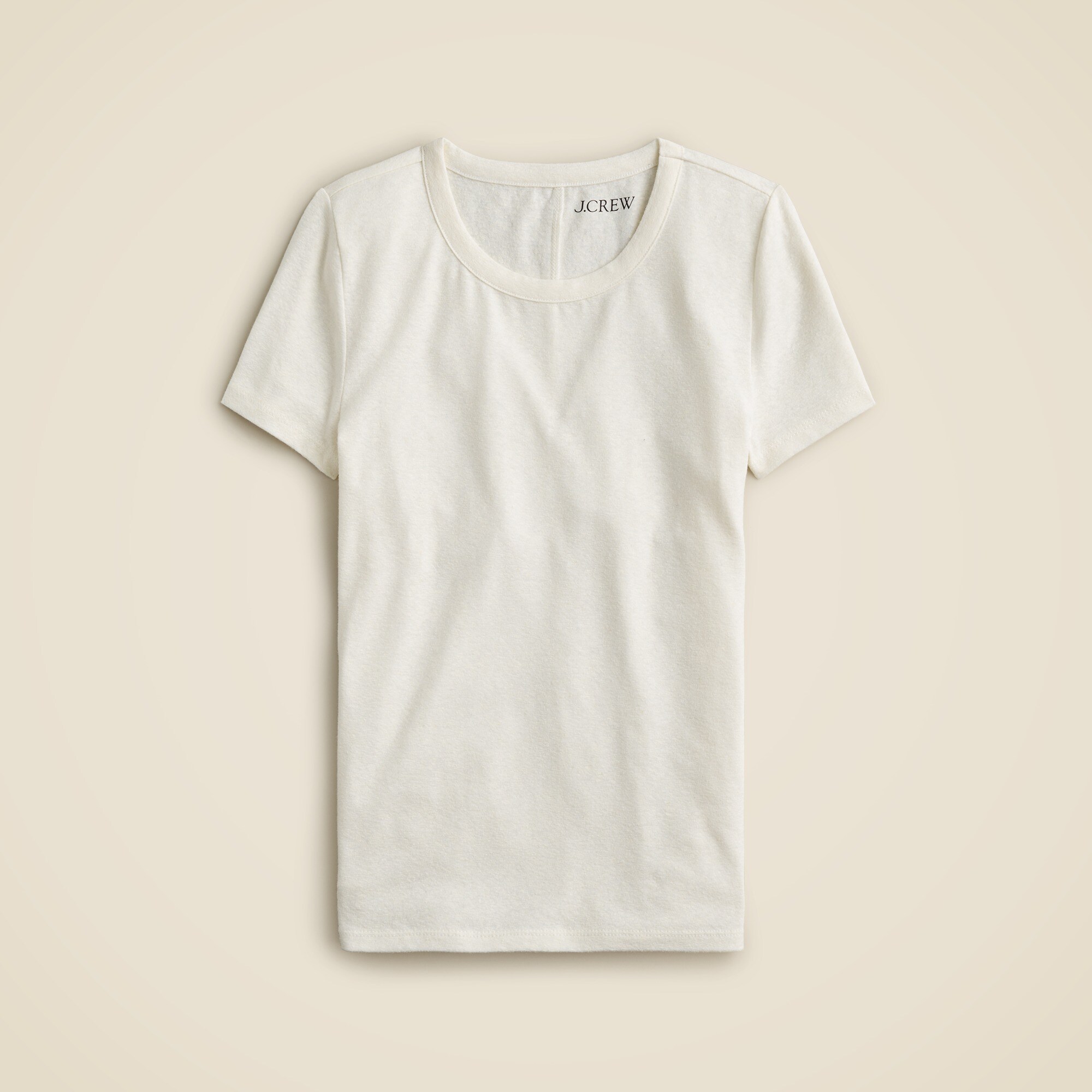 Stretch linen-blend crewneck T-shirt