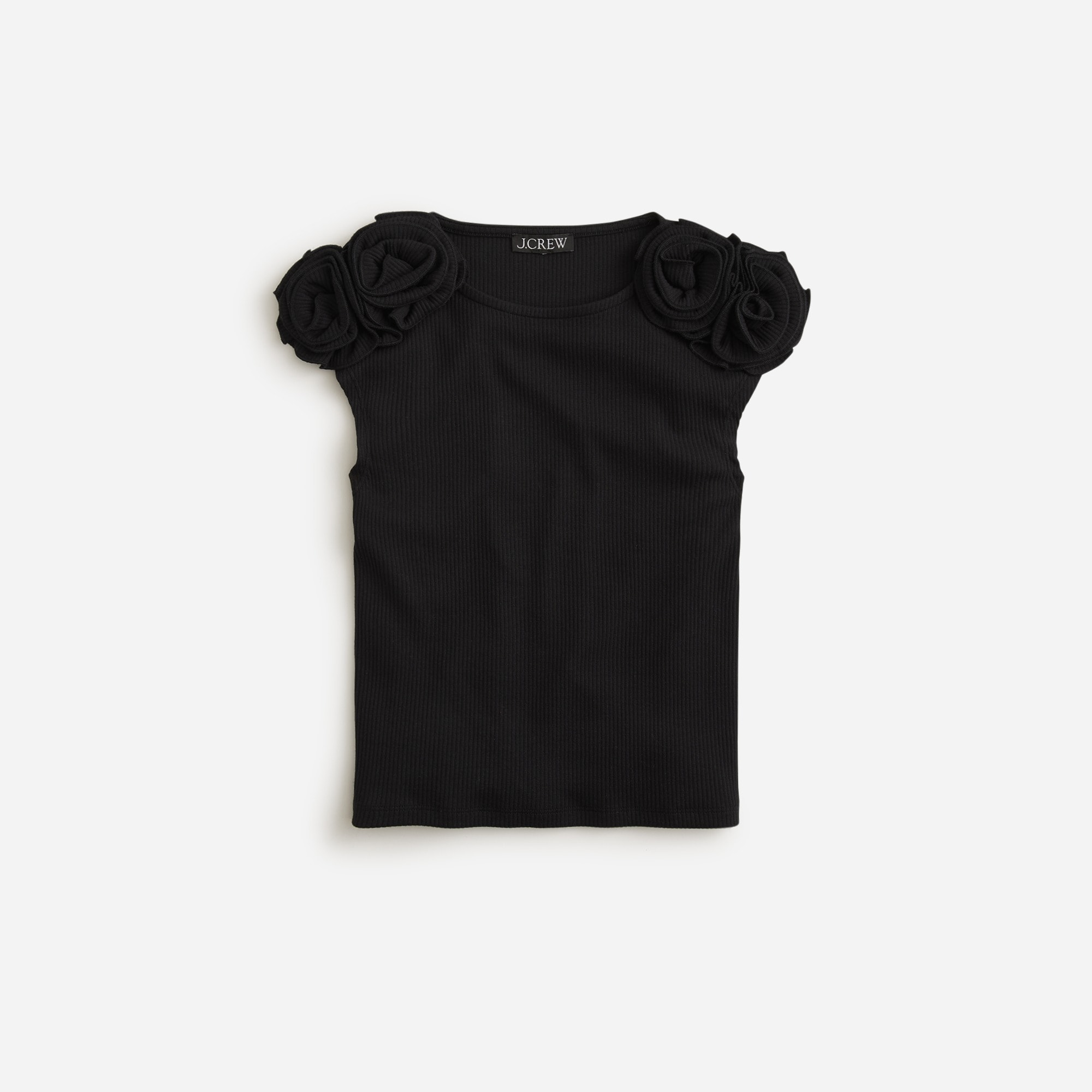 womens Vintage rib rosette T-shirt