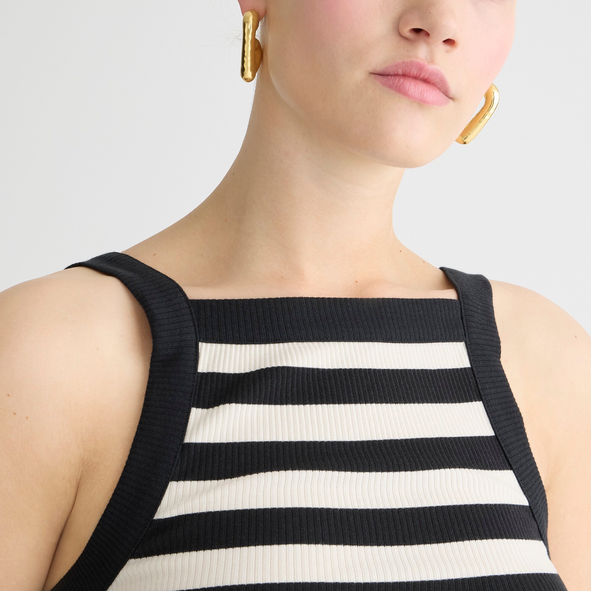 Vintage rib wide-strap tank top in stripe