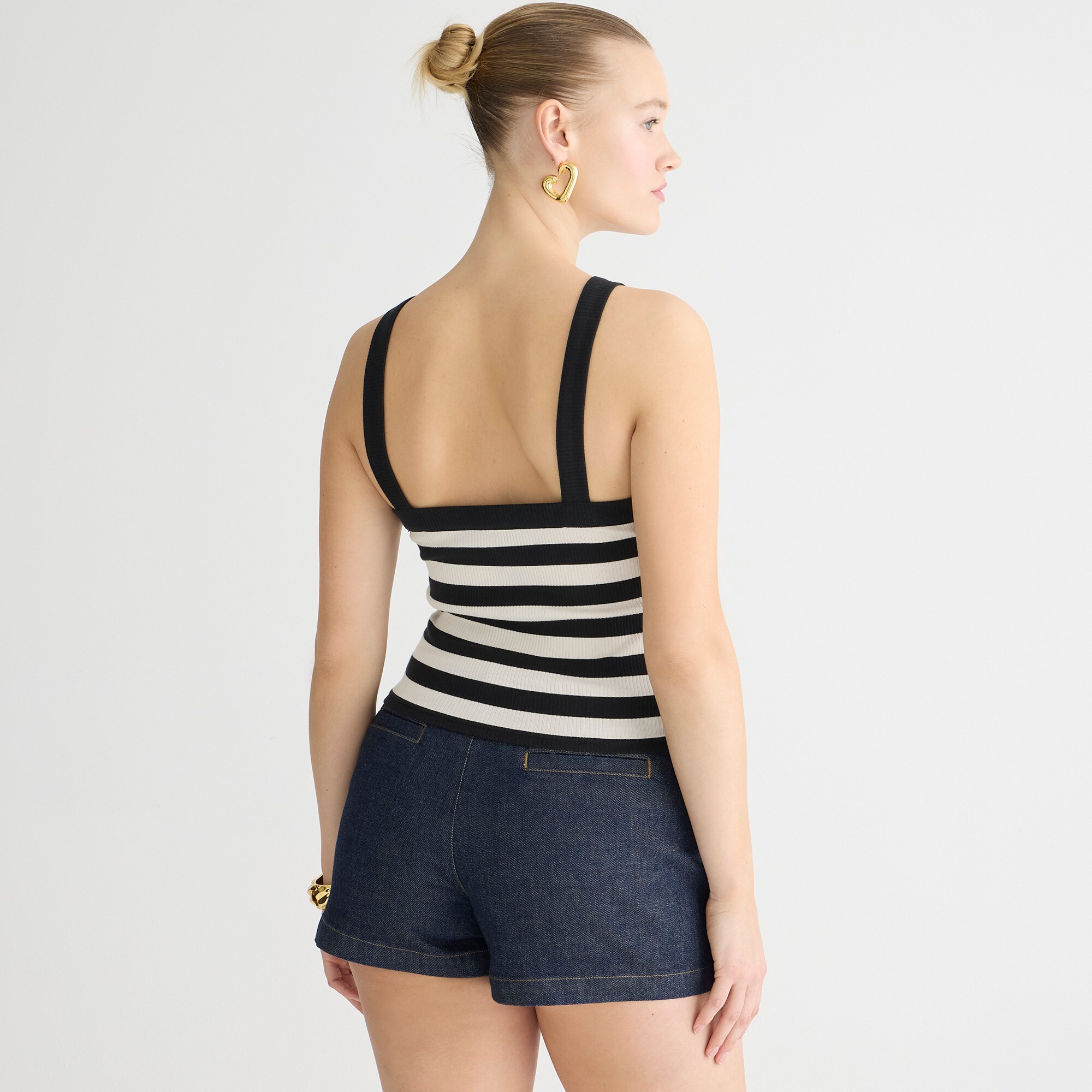 Vintage rib wide-strap tank top in stripe
