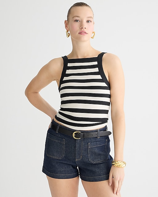 womens Vintage rib wide-strap tank top in stripe