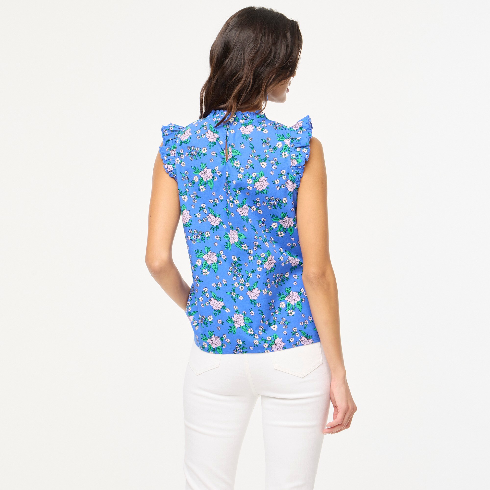 Sleeveless ruffleneck top