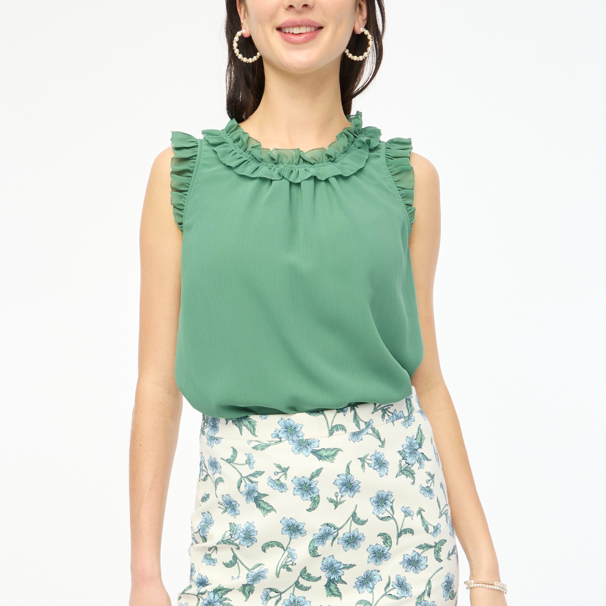 Ruffleneck crinkle top