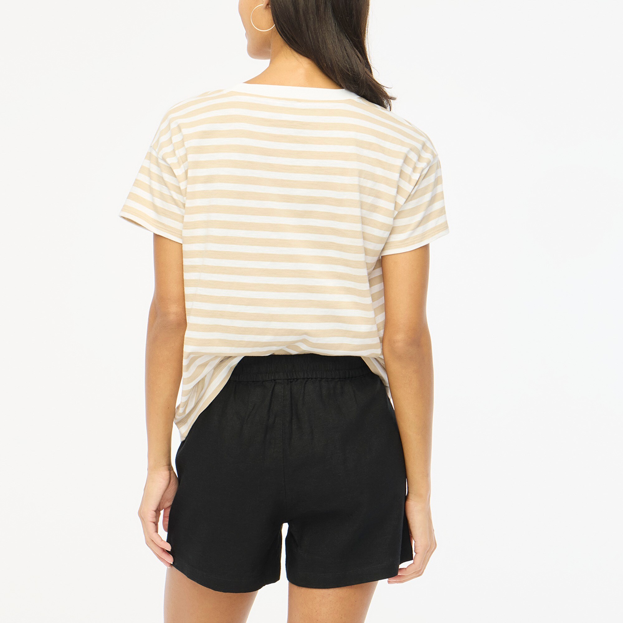 Linen-blend drawstring short