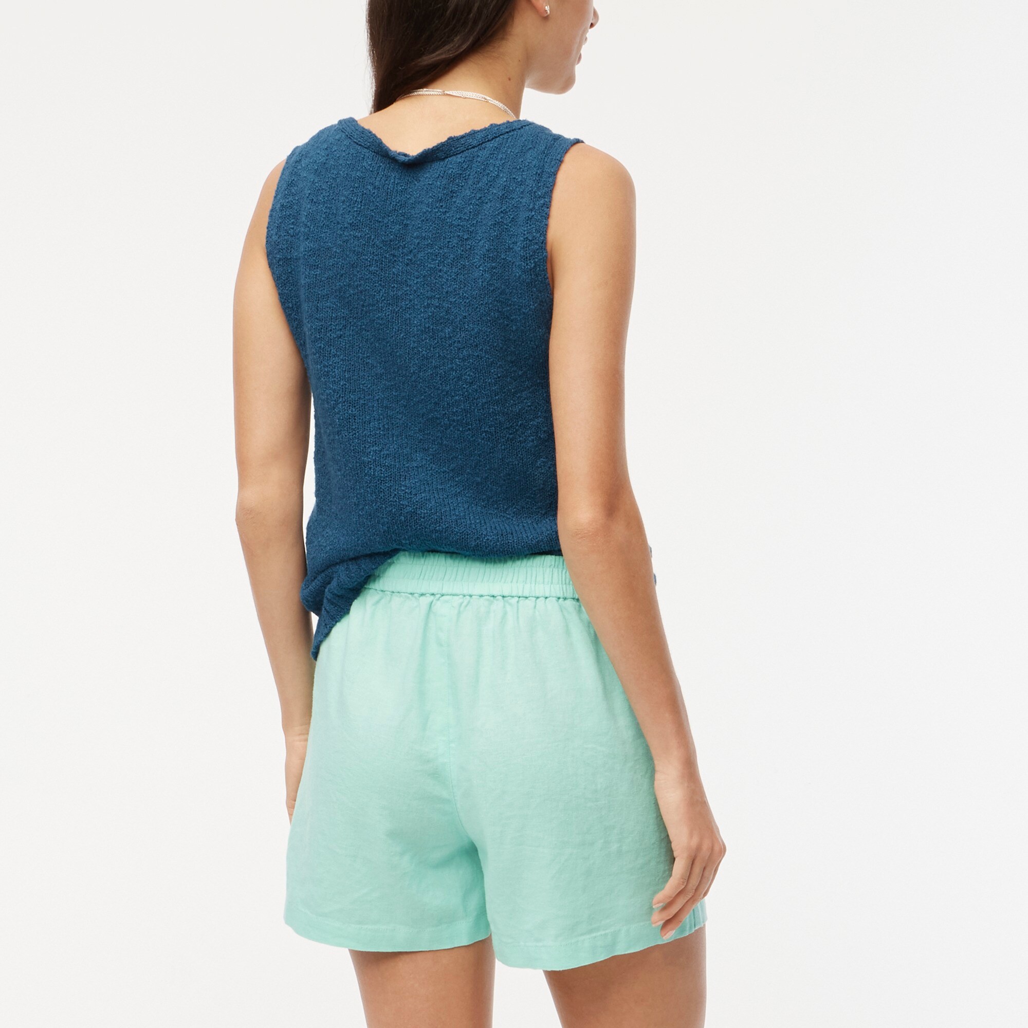 Linen-blend drawstring short