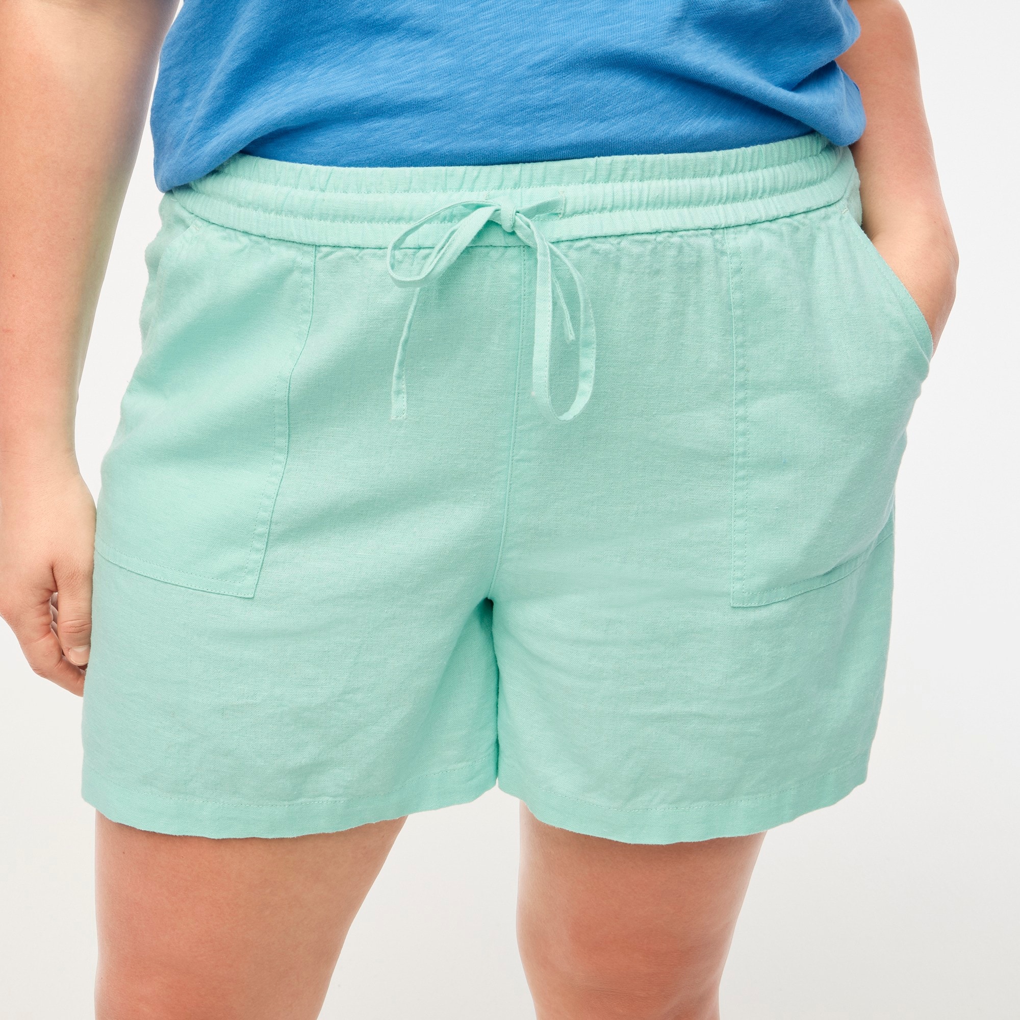 Linen-blend drawstring short