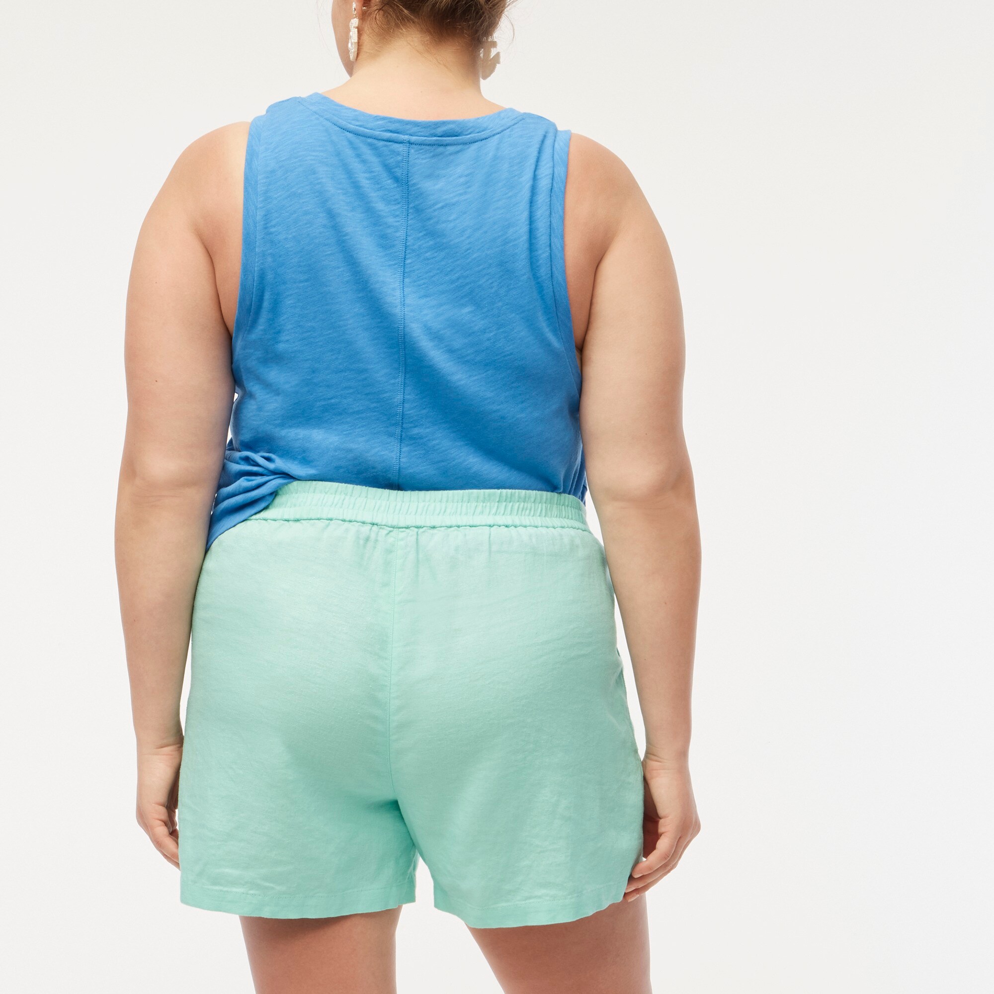 Linen-blend drawstring short