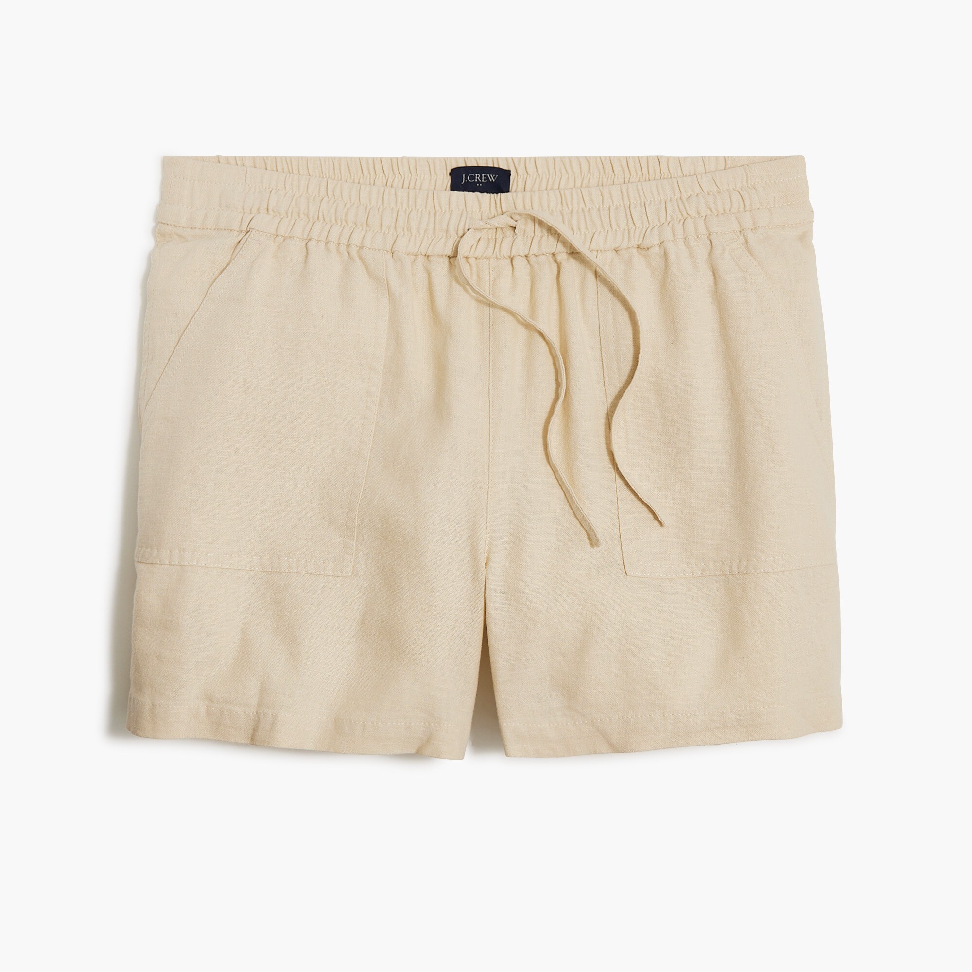 Linen-blend drawstring short