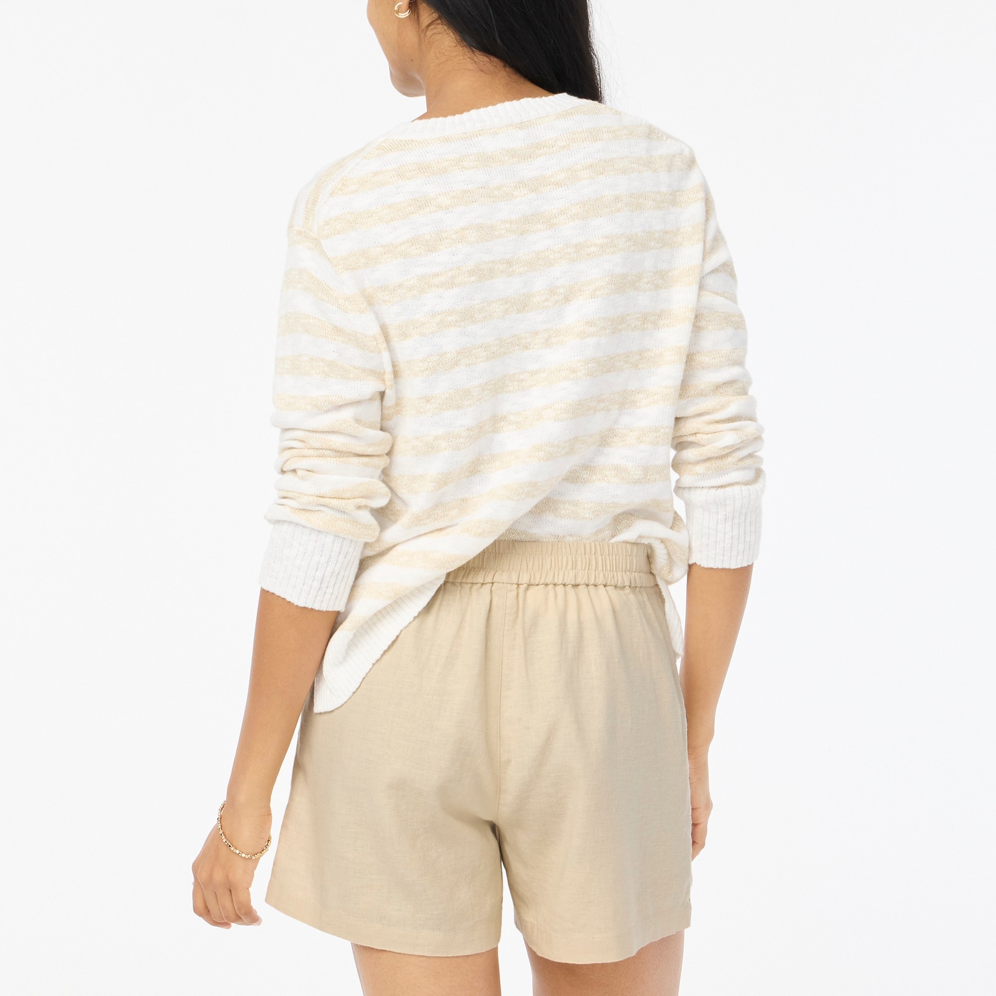 Linen-blend drawstring short