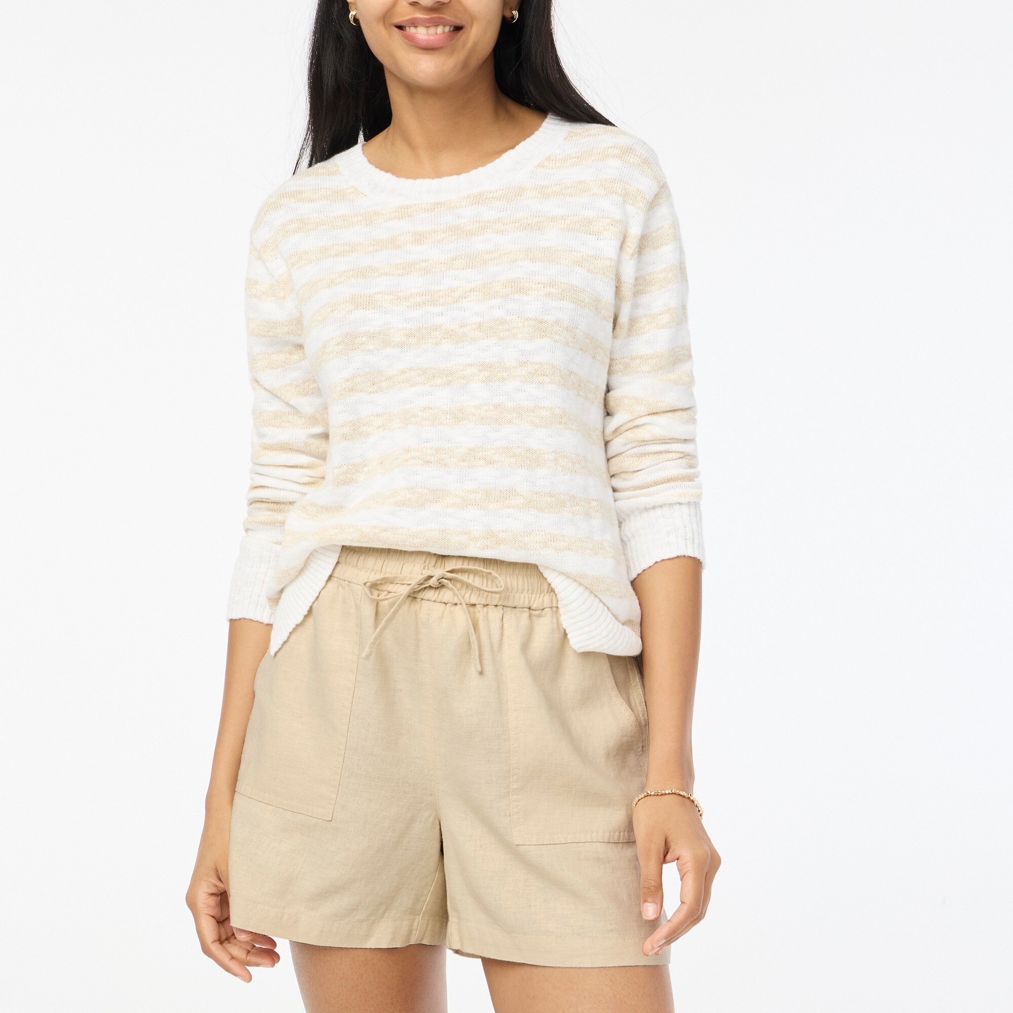 Linen-blend drawstring short