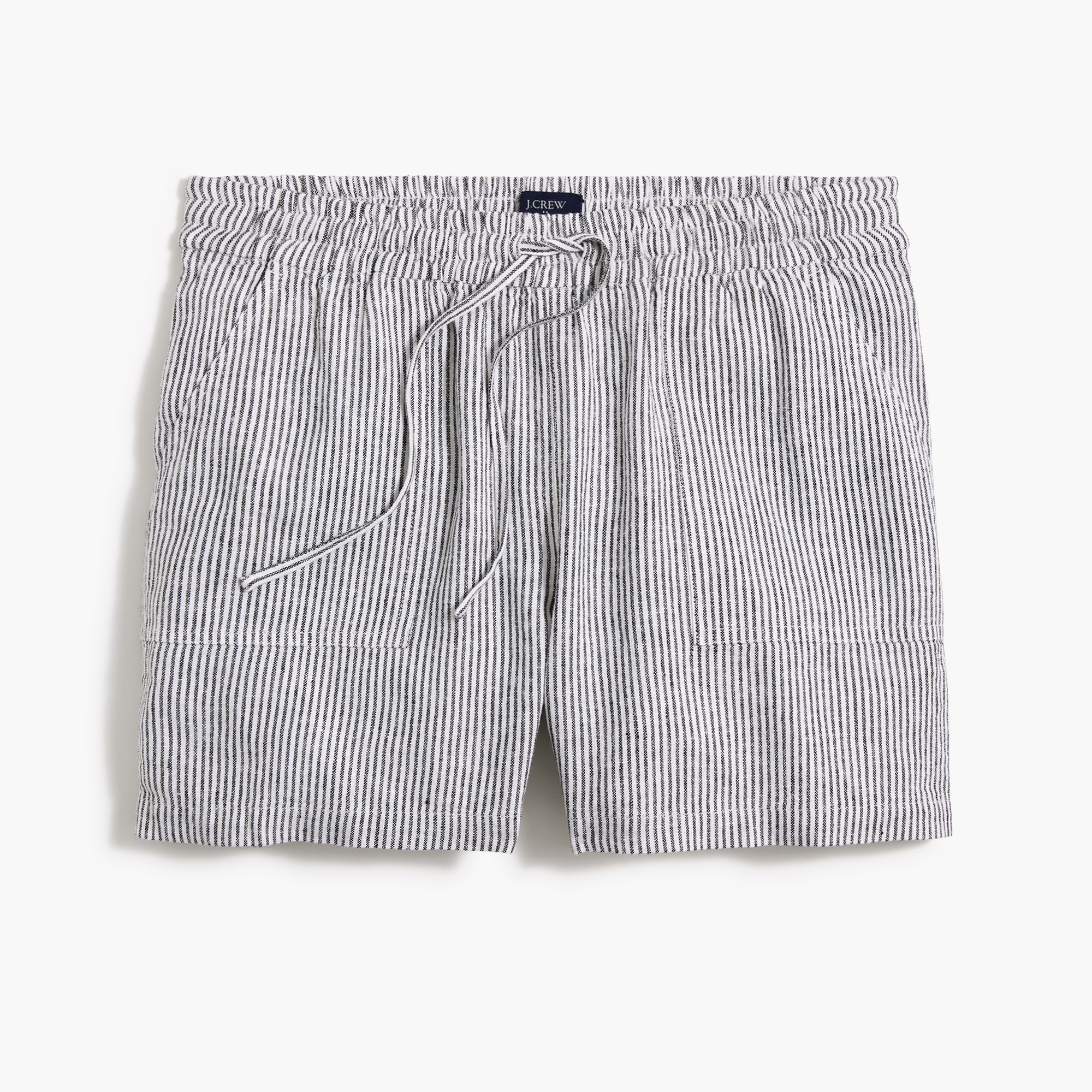 Striped Linen-blend Drawstring Short For Women | Factory