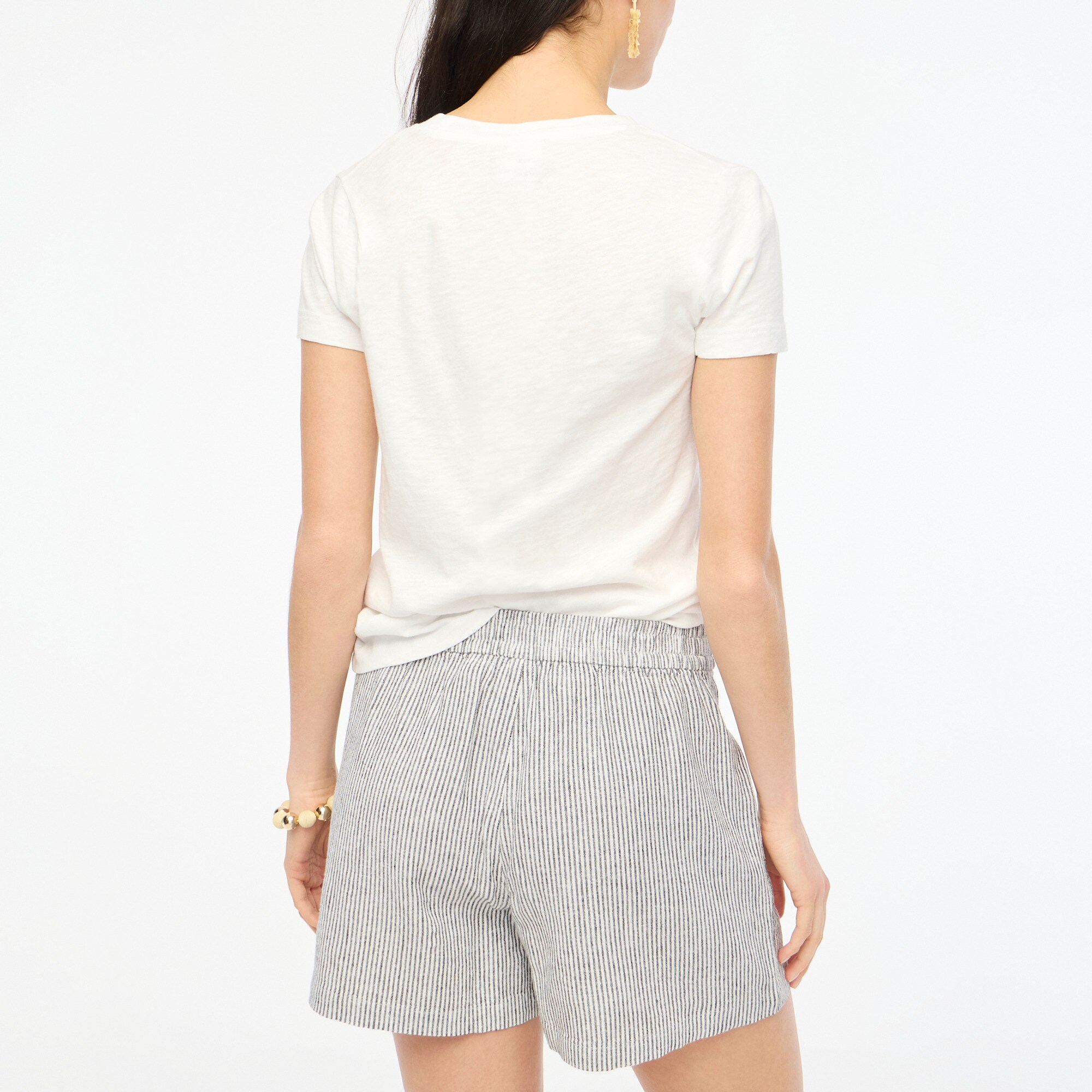 Striped linen-blend drawstring short