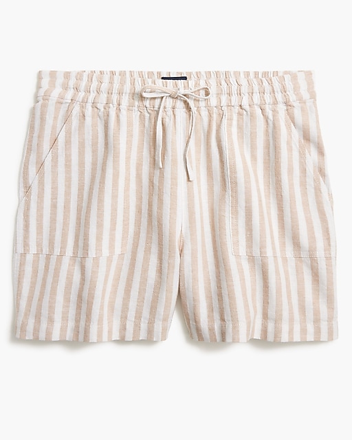 womens Striped linen-blend drawstring short