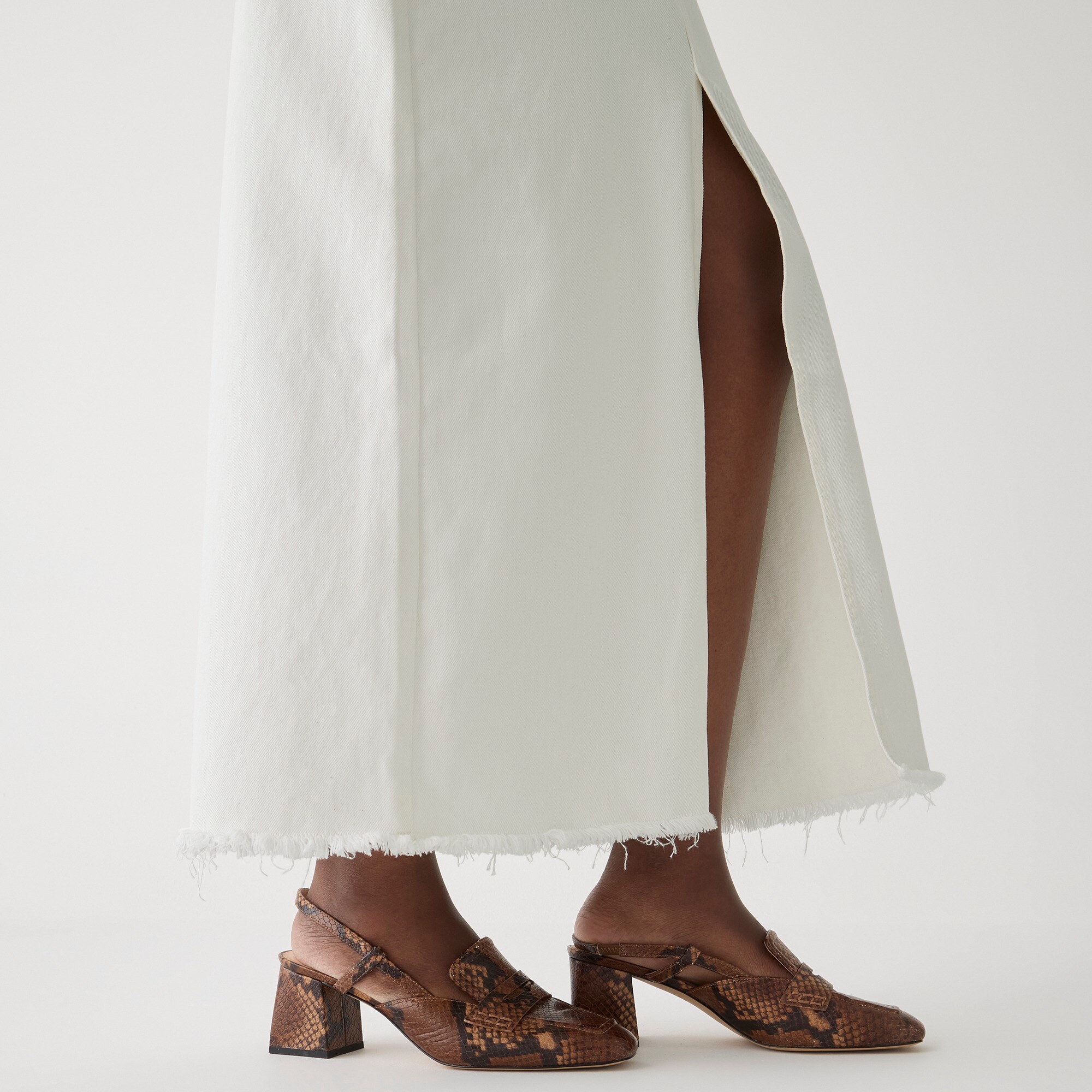 Denim maxi skirt in white