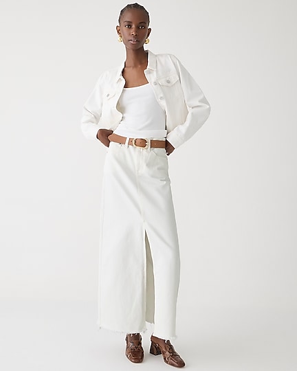 j.crew: denim maxi skirt in white for women
