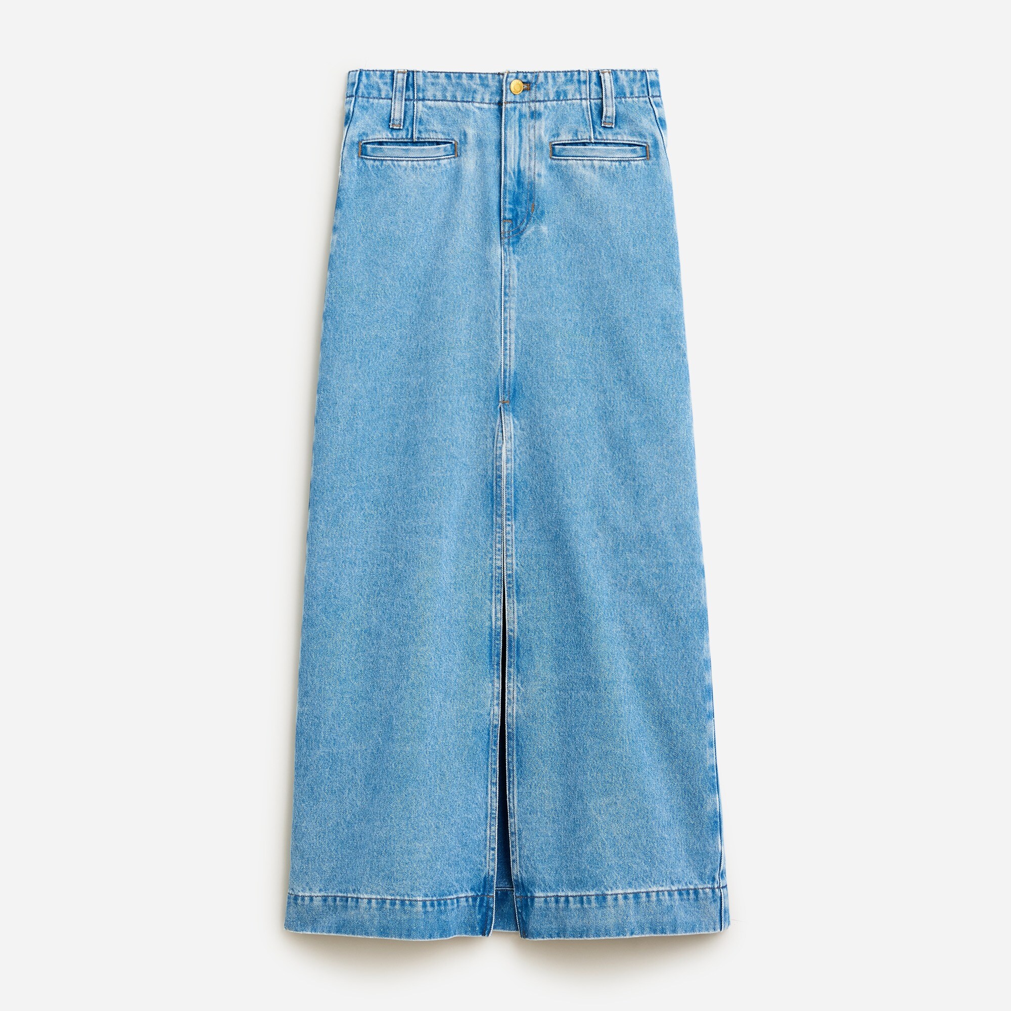 Denim maxi skirt in medium indigo wash