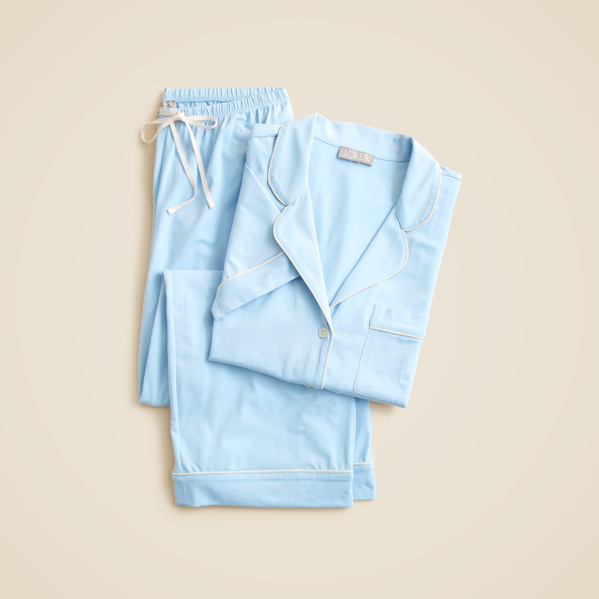 Dreamy cotton-blend short-sleeve pajama pant set