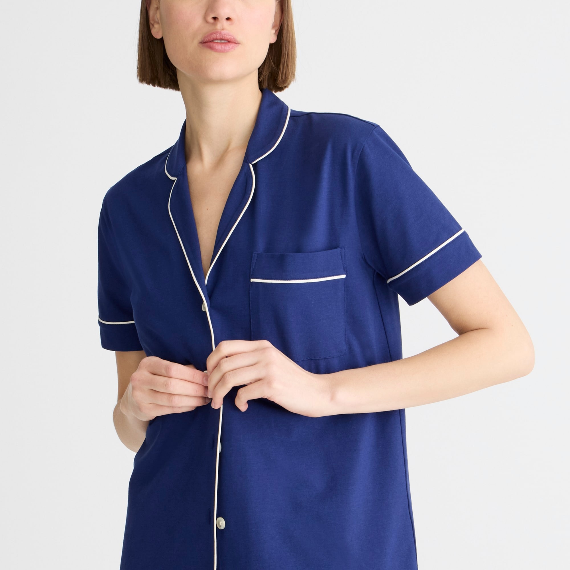 Dreamy cotton-blend short-sleeve pajama pant set
