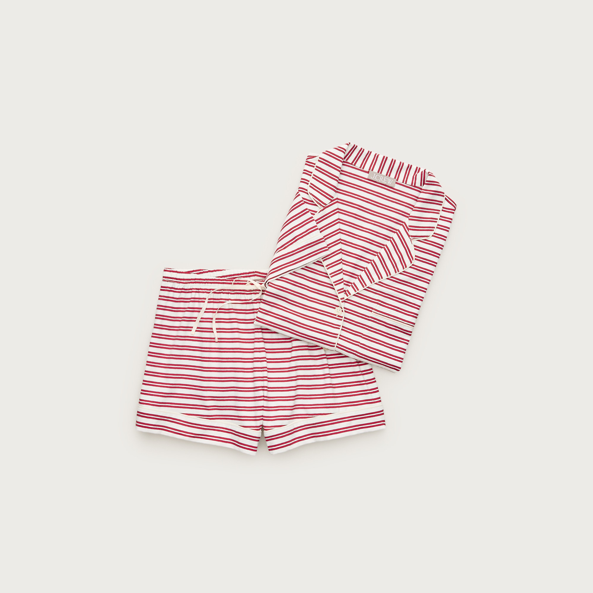 Short-sleeve pajama short set in stripe dreamy cotton blend