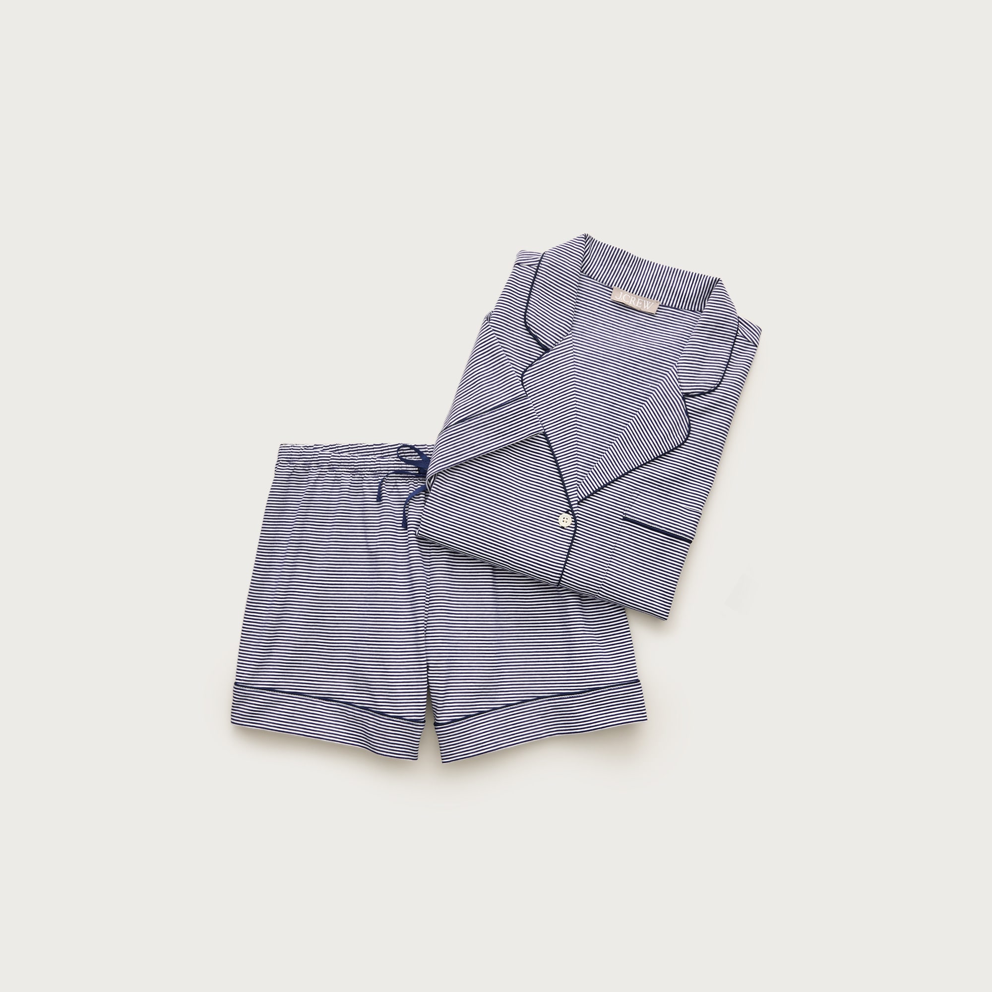 Short-sleeve pajama short set in stripe dreamy cotton blend from J.Crew - $98