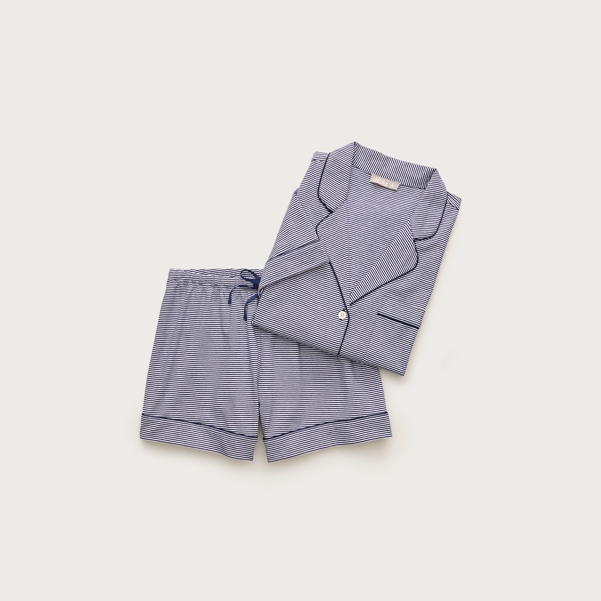 Short-sleeve pajama short set in stripe dreamy cotton blend